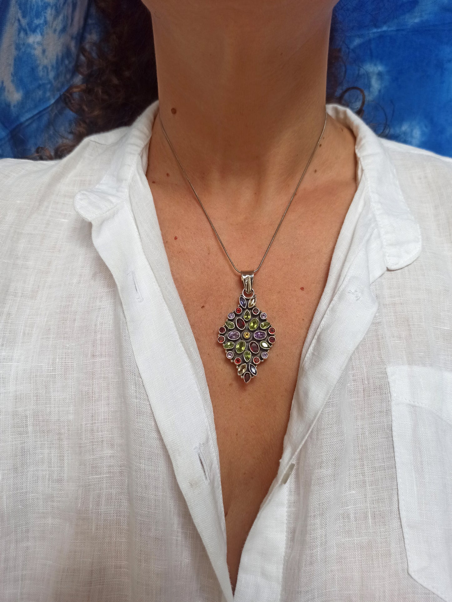 925 silver multi-stone pendant 20L