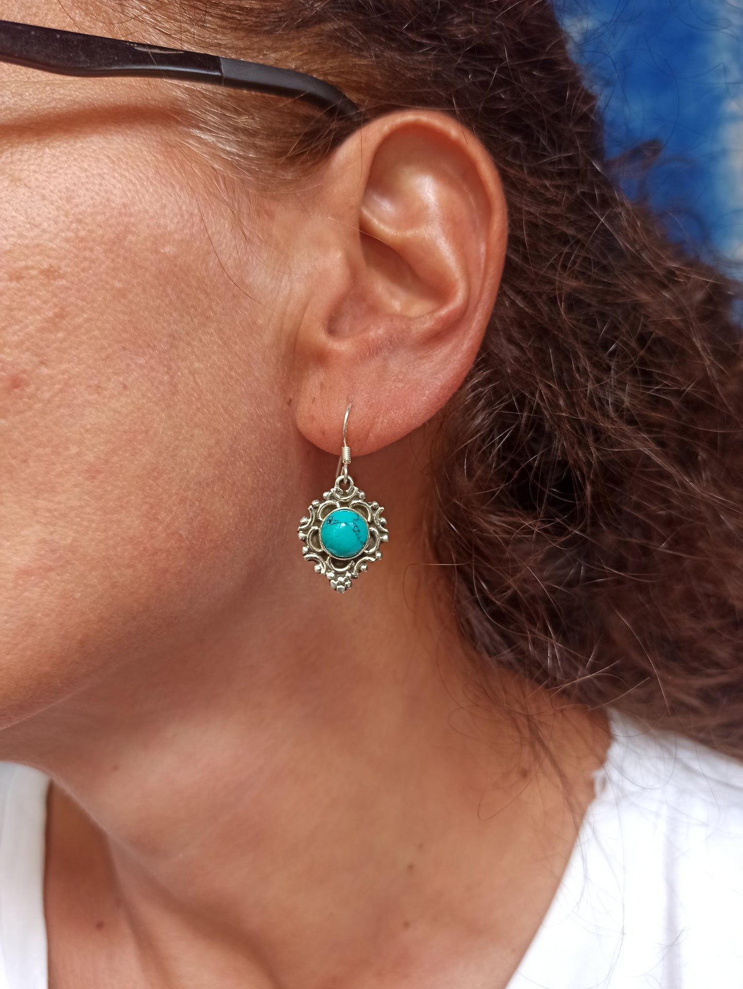 925 silver turquoise howlite earrings R43