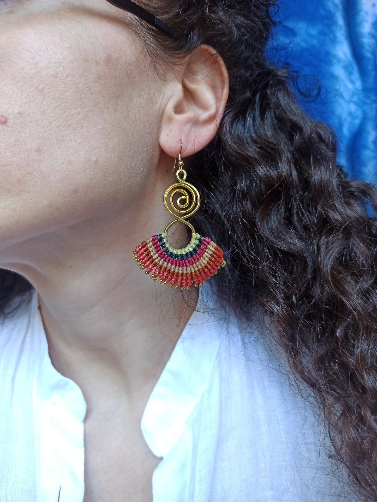 Golden macramé earrings