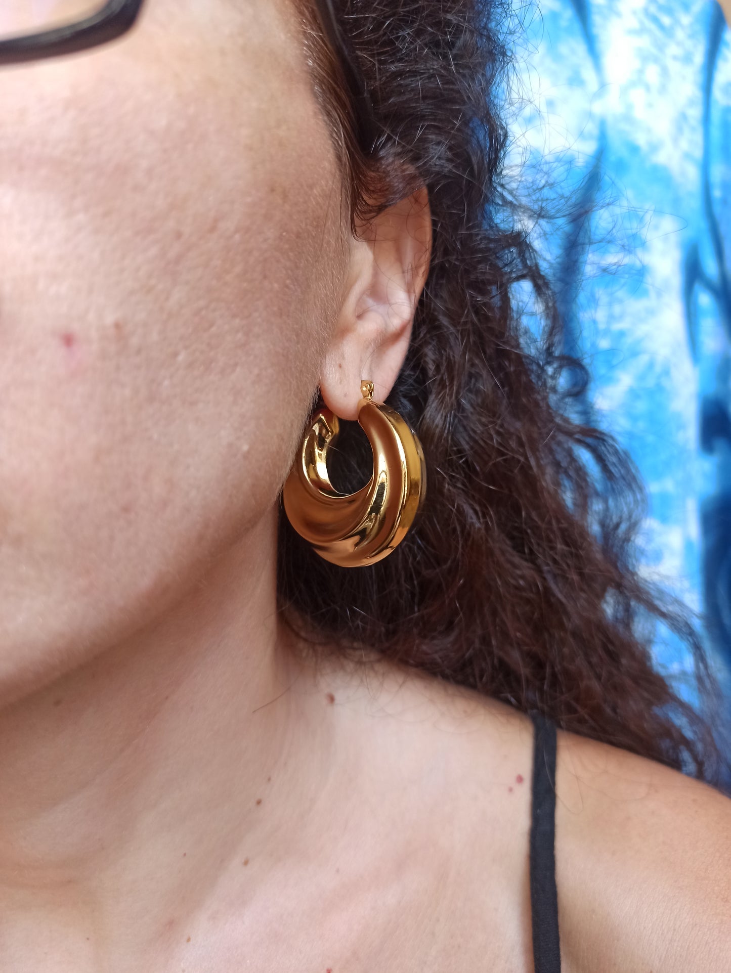 Spiral gold steel earrings