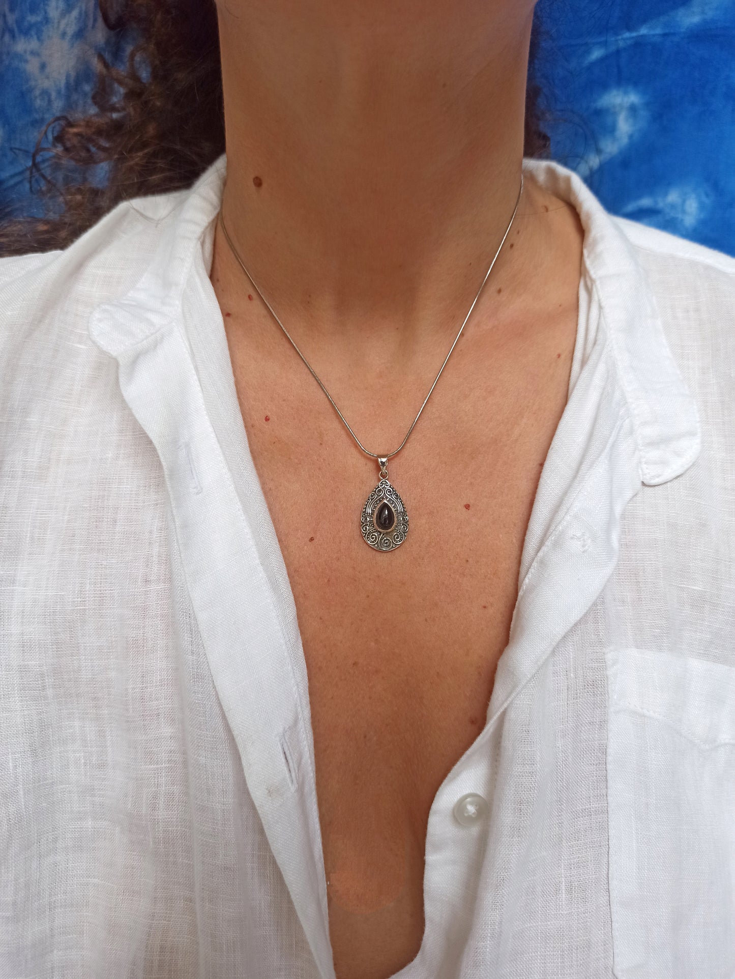 Black onyx 925 silver pendant