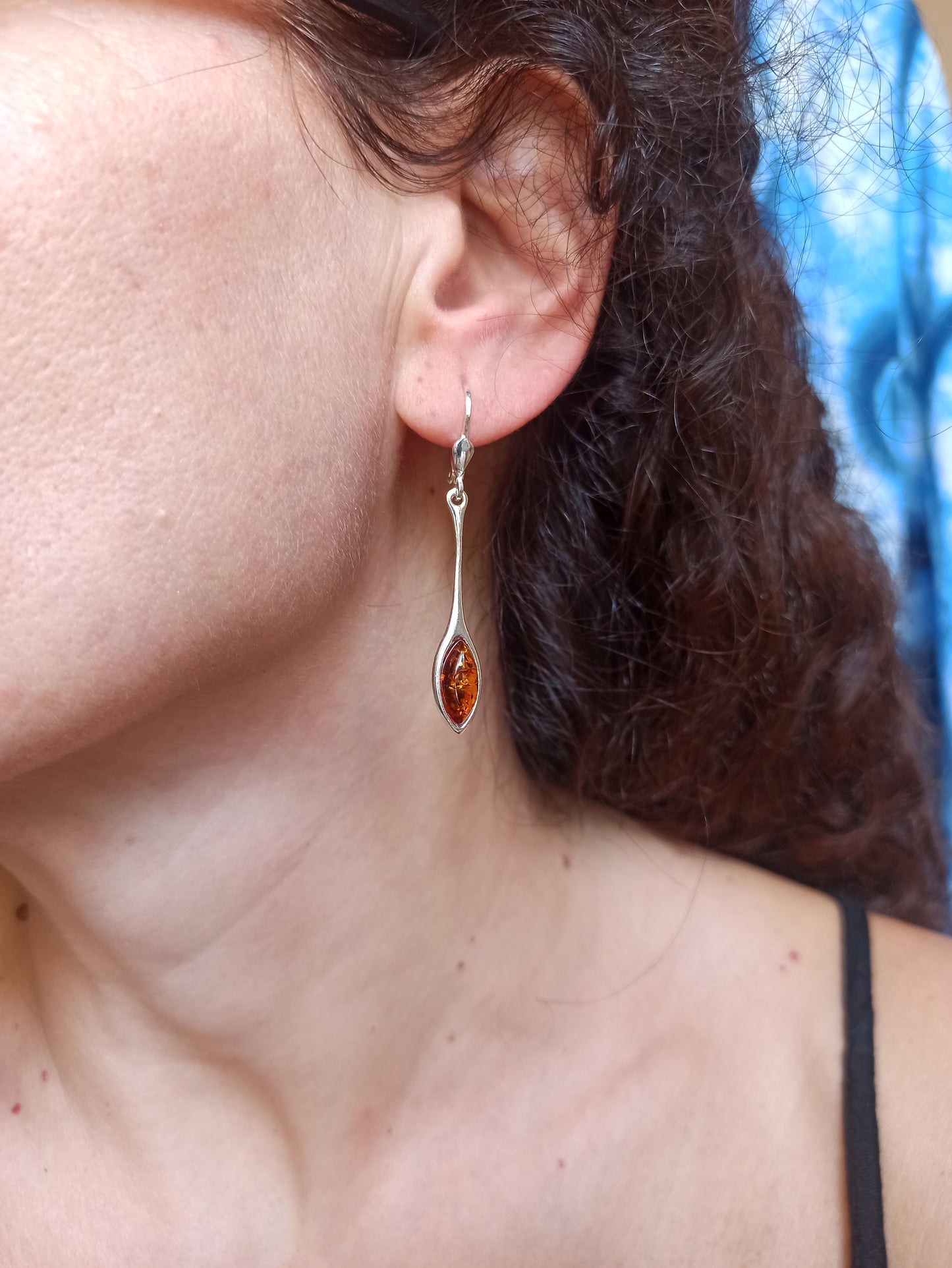 Silver 925 amber earrings A5