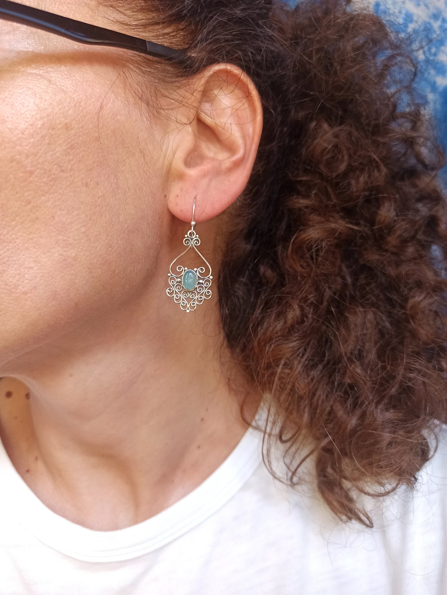 925 silver chalcedony earrings R25