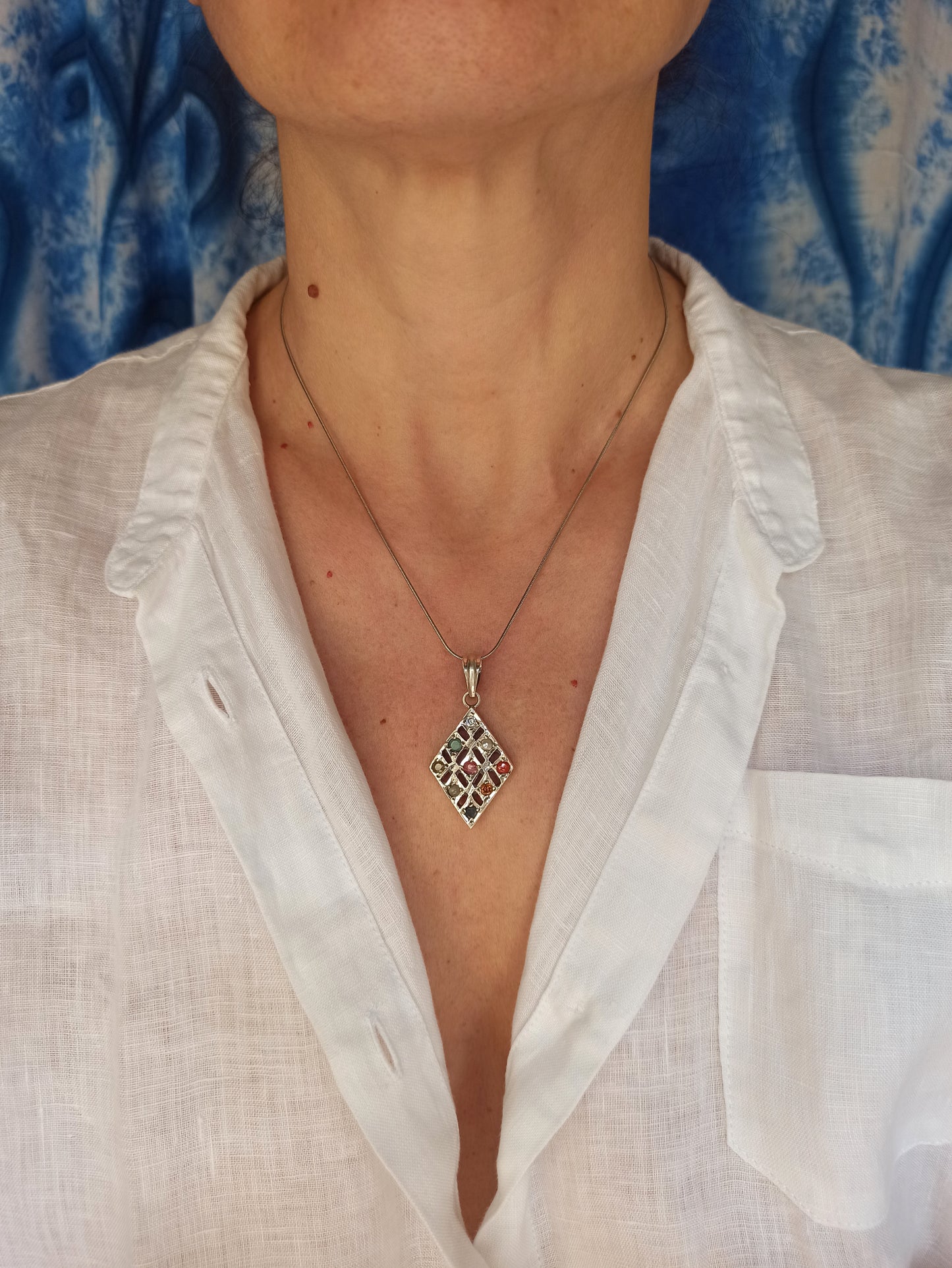925 Silber Anhänger Navaratna C64