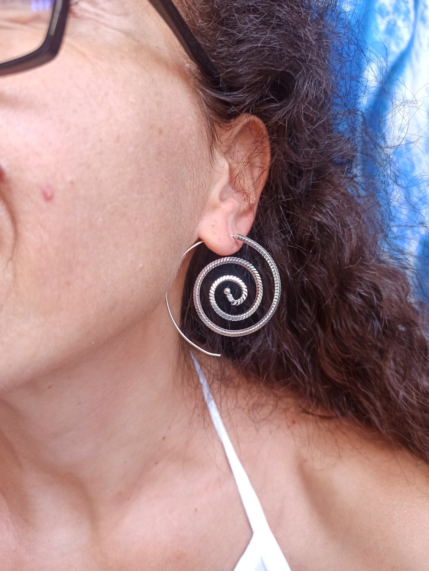 Boho silver-plated spiral lines earrings