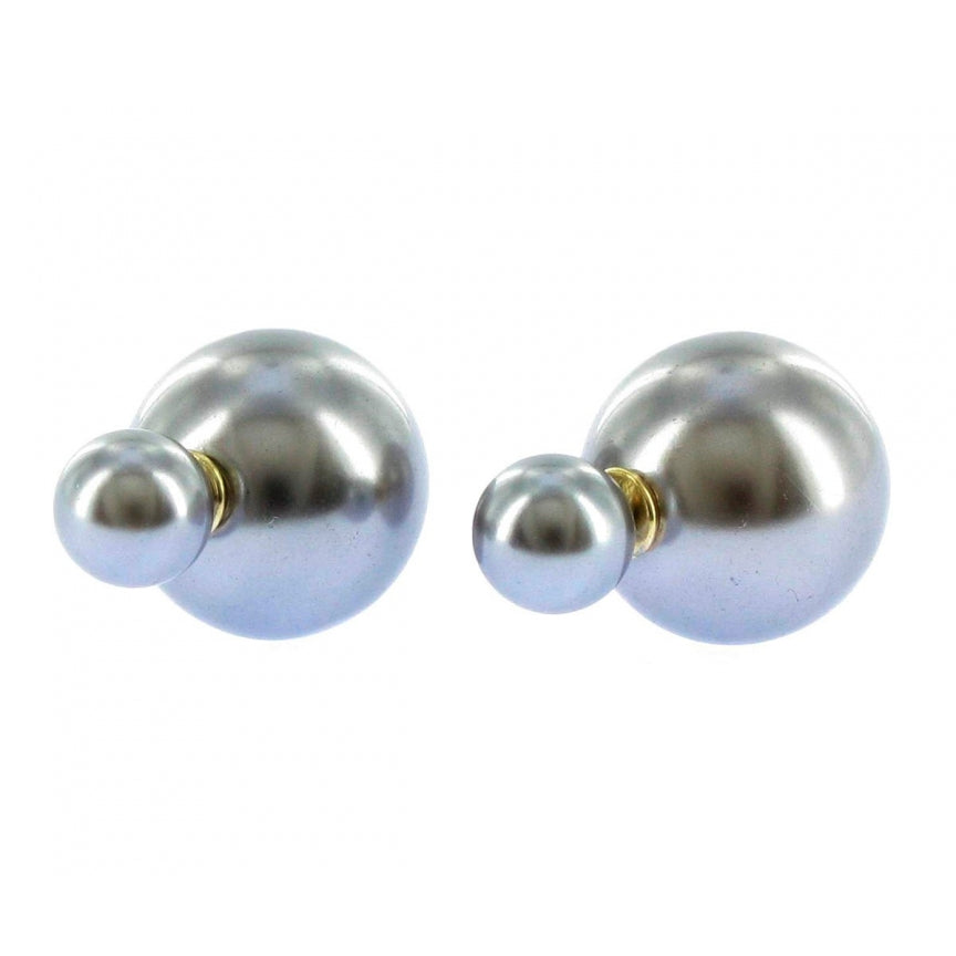 Double sphere earrings in satin silver