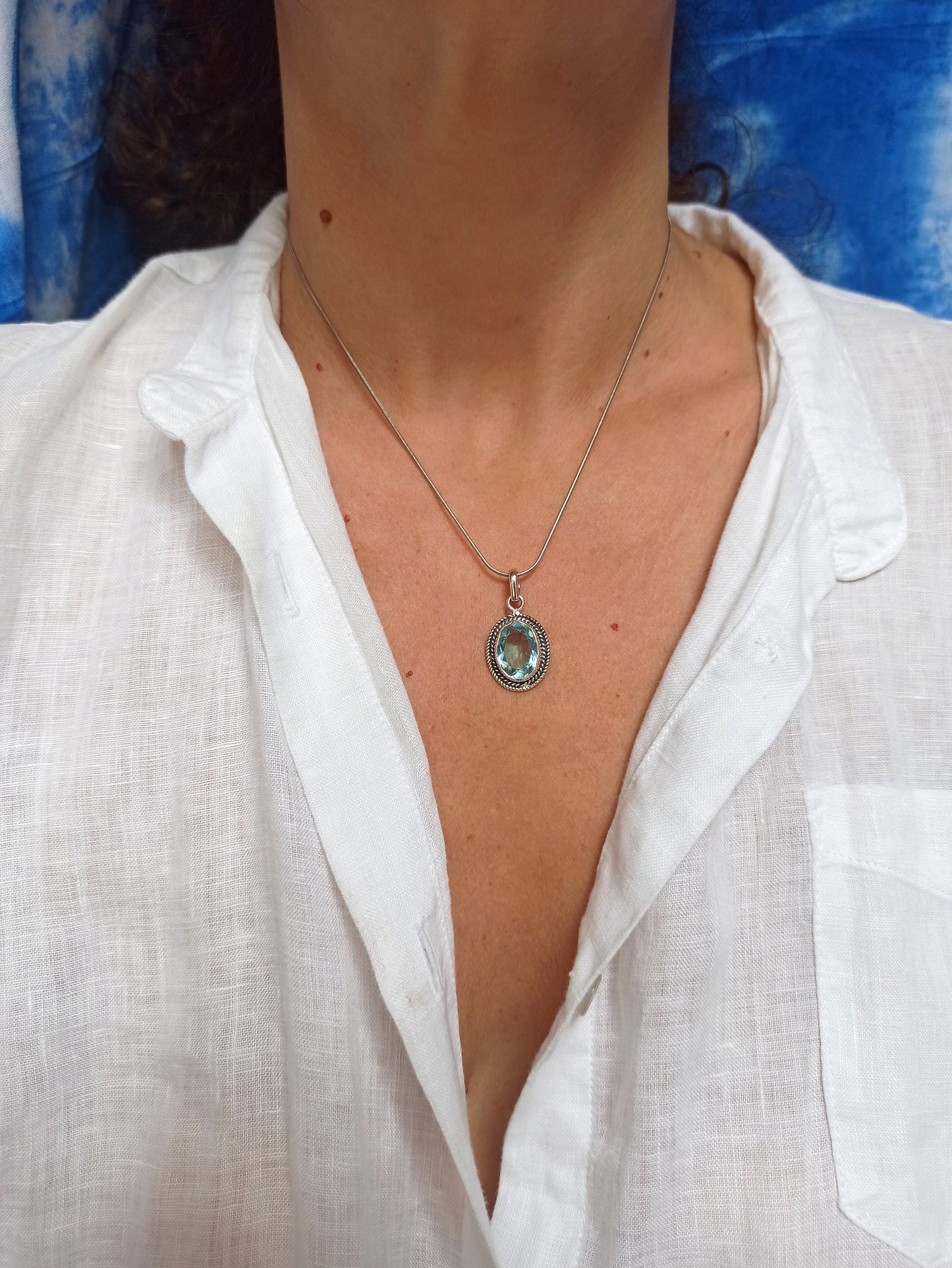 925 silver pendant with 18K aquamarine