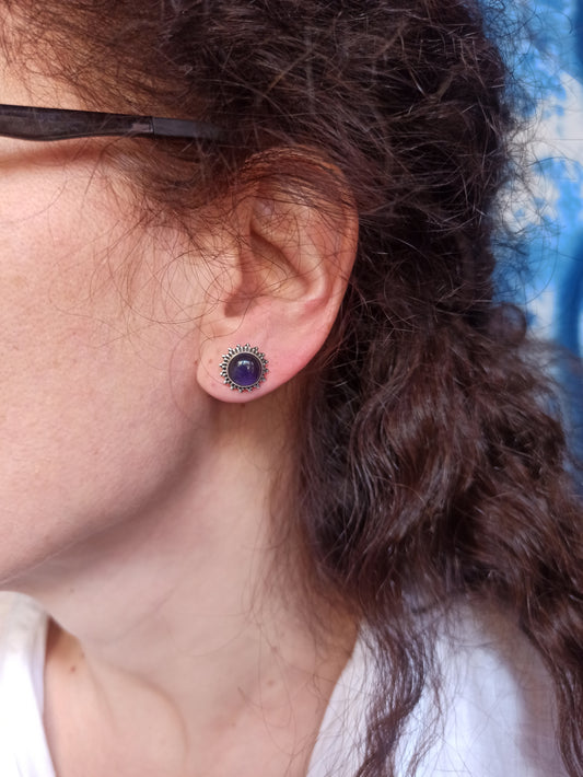 Orecchini lobo argento925 ametista