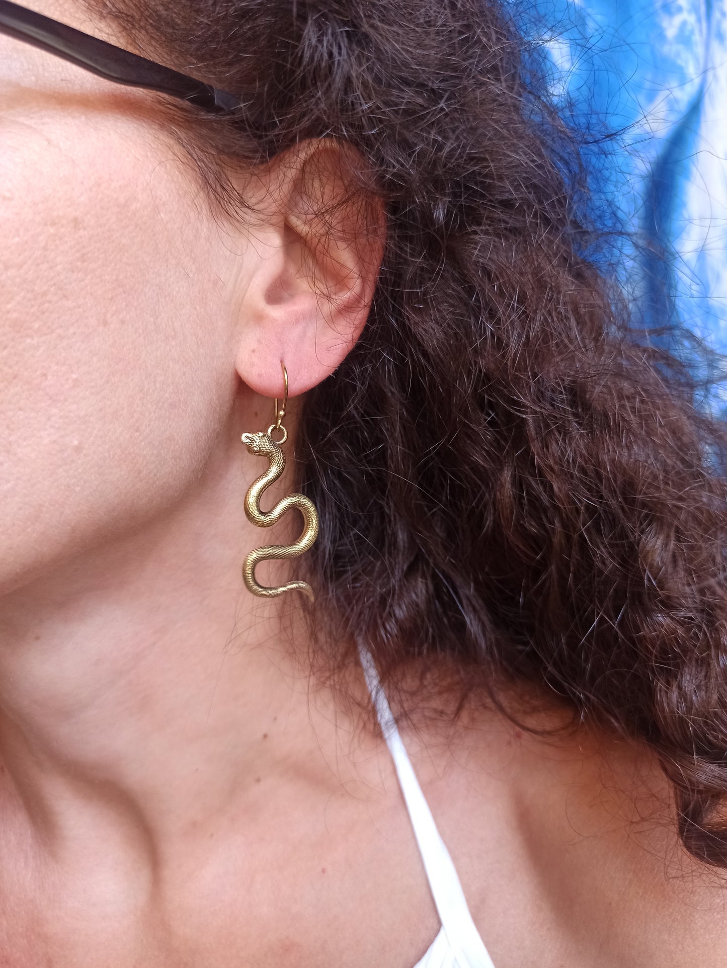 Golden snake boho earrings