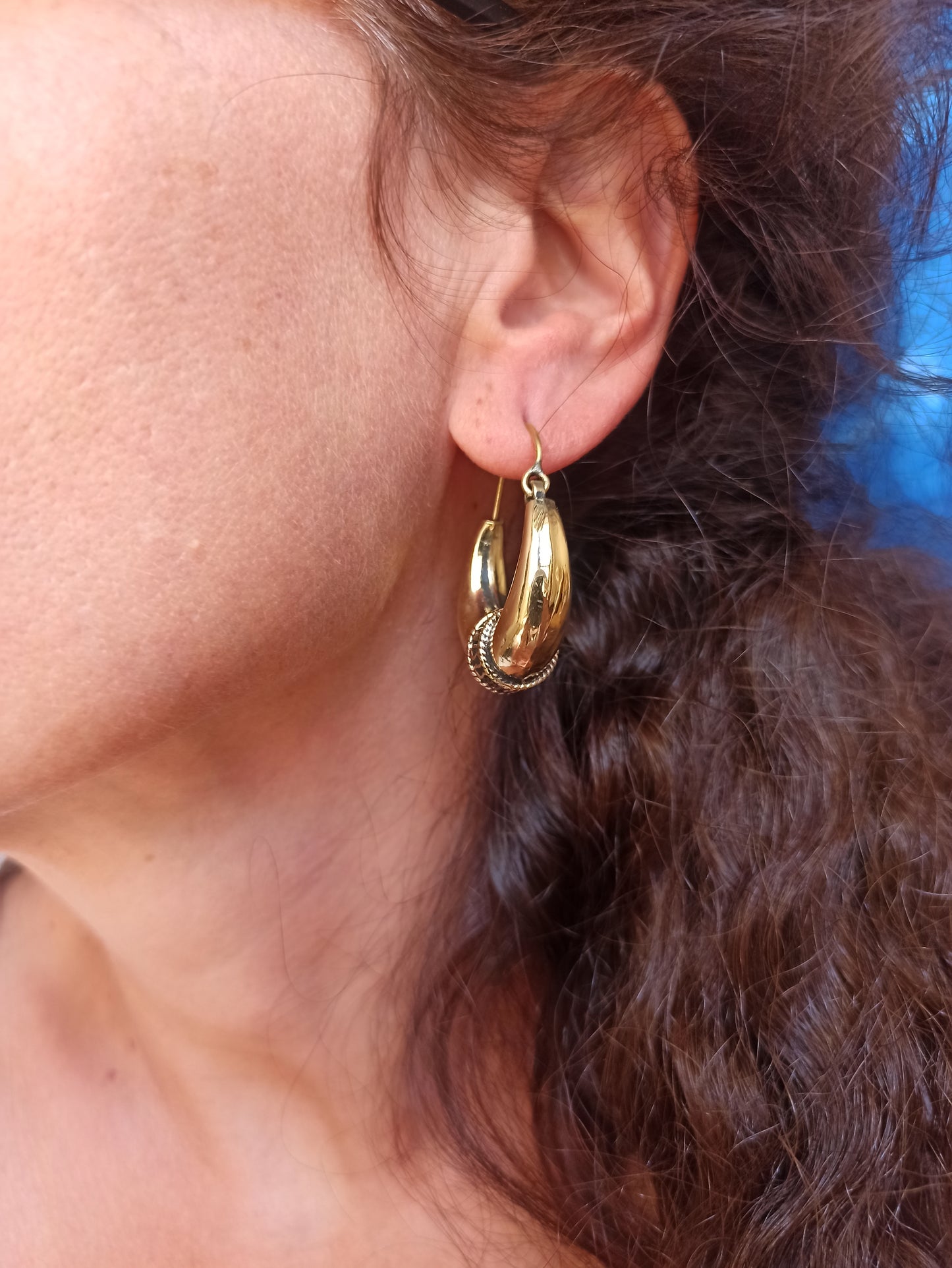 Tribal Gold Boho Earrings Domed