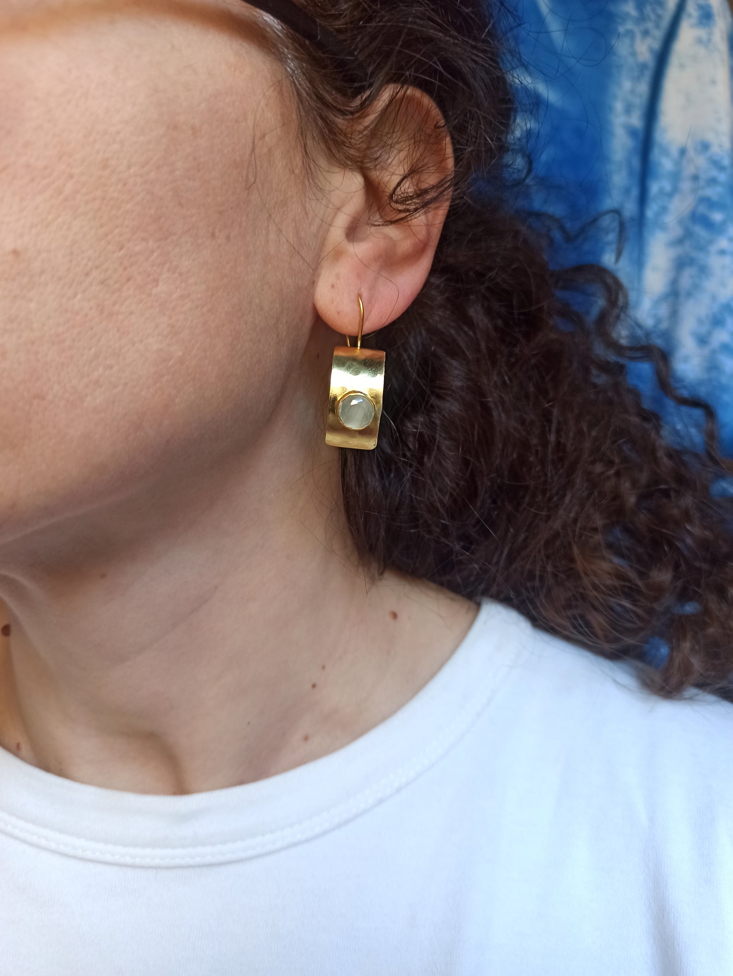 White shield earrings