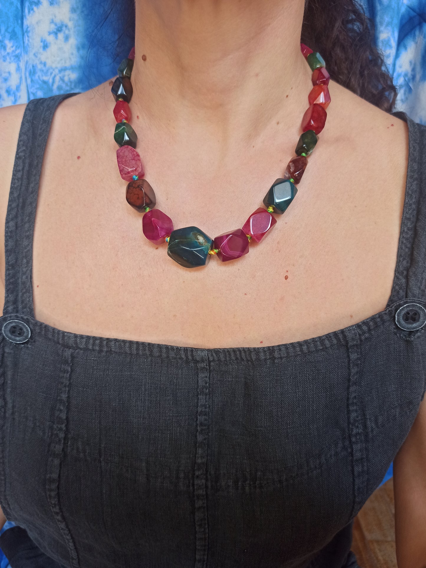 Multicolor stone choker necklace