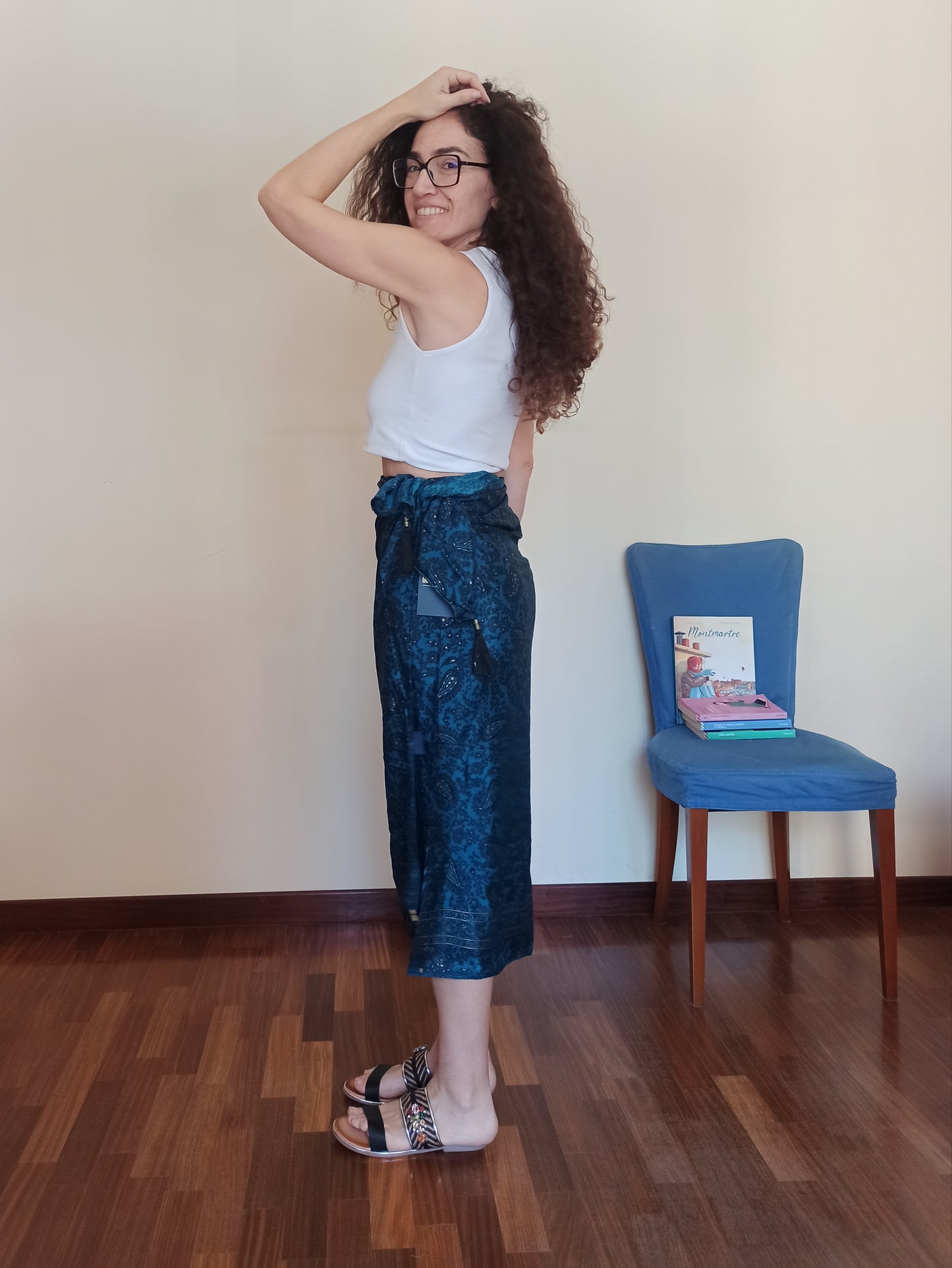 Blue and gold pareo A72