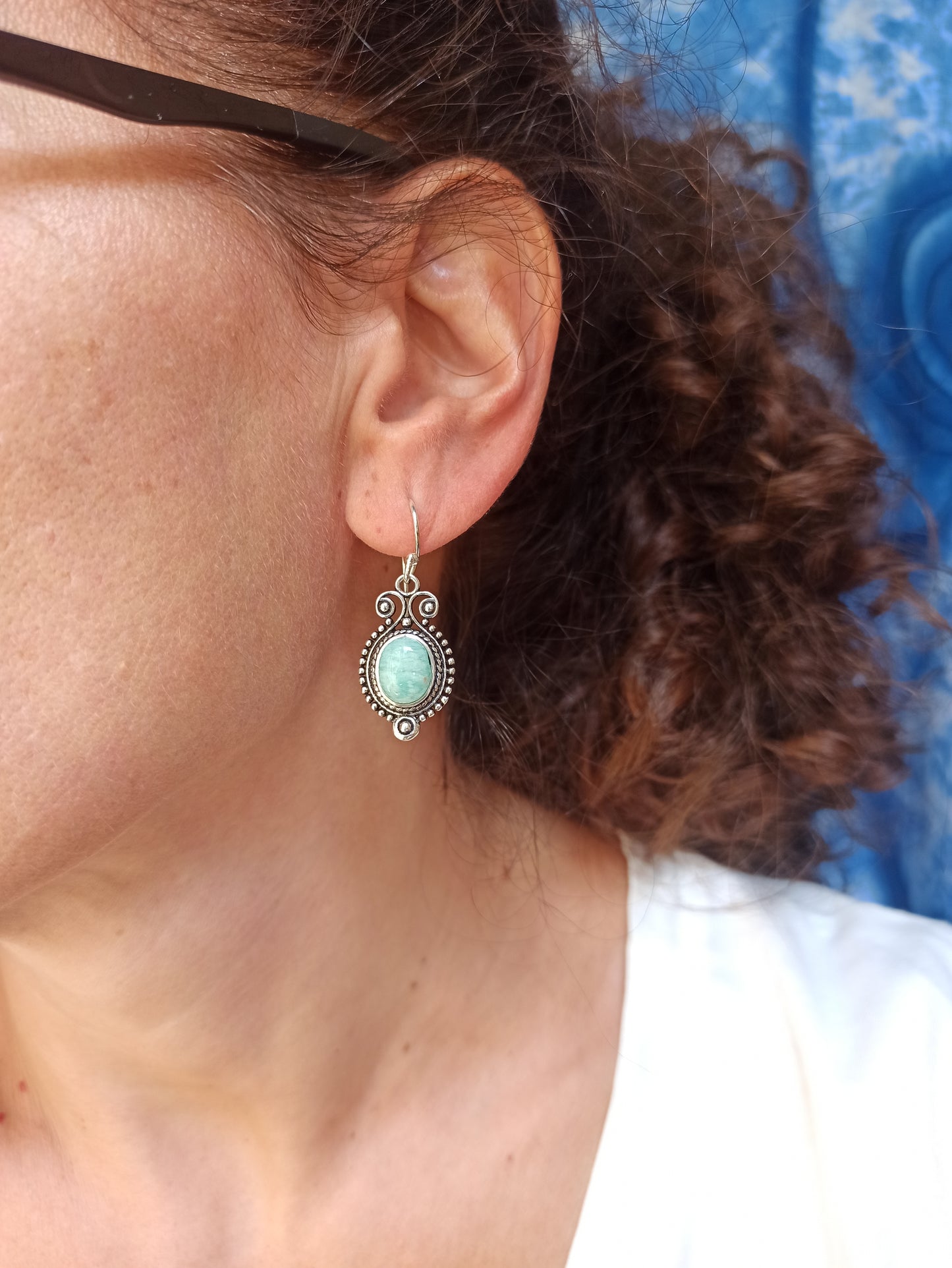 Amazonite silver boho earrings
