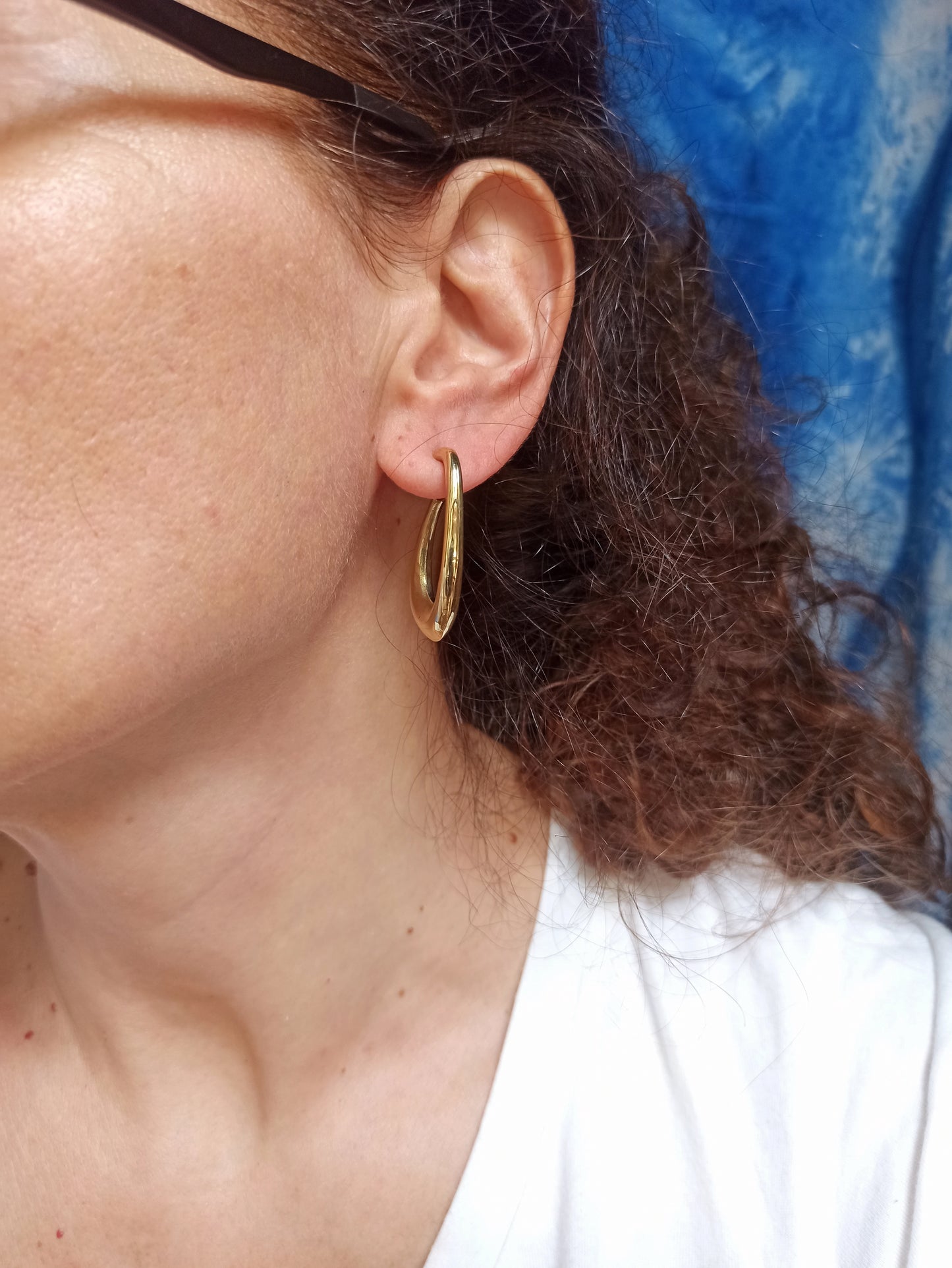 Golden oval butterfly boho earrings