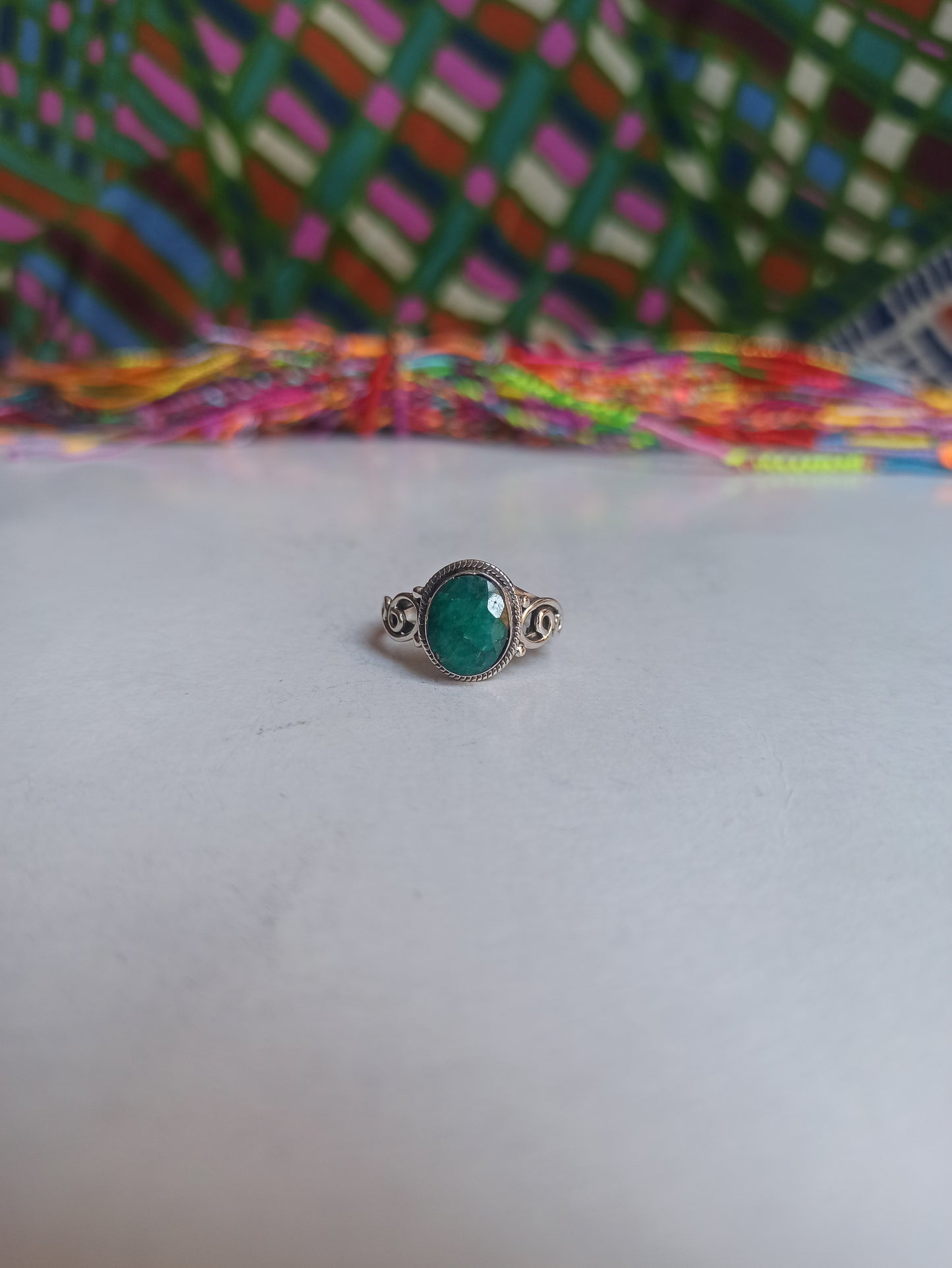 K7 emerald root 925 silver ring