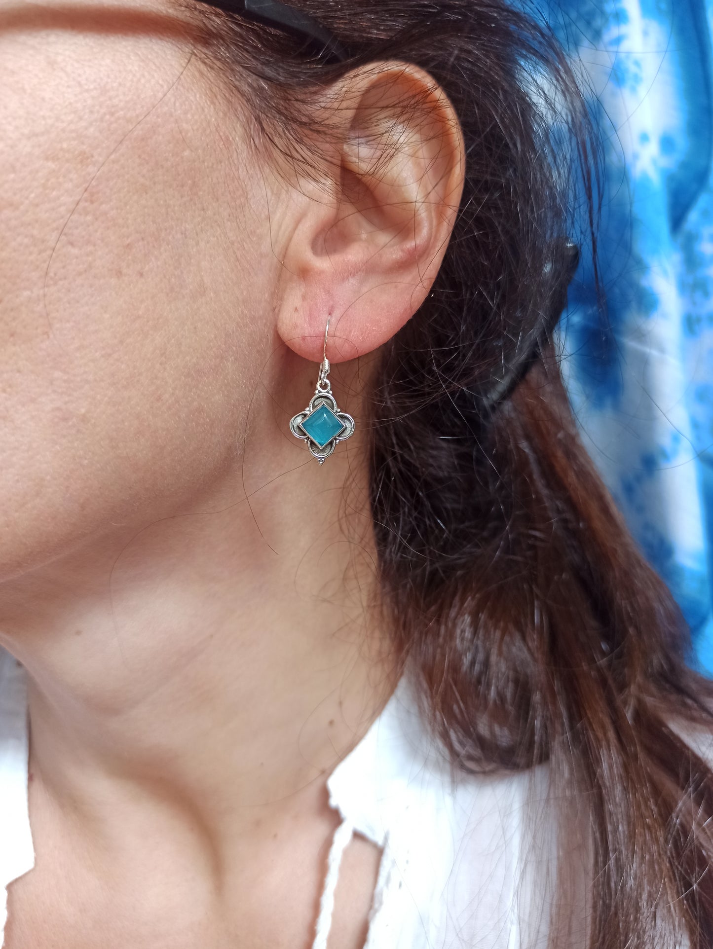 925 chalcedony silver earrings