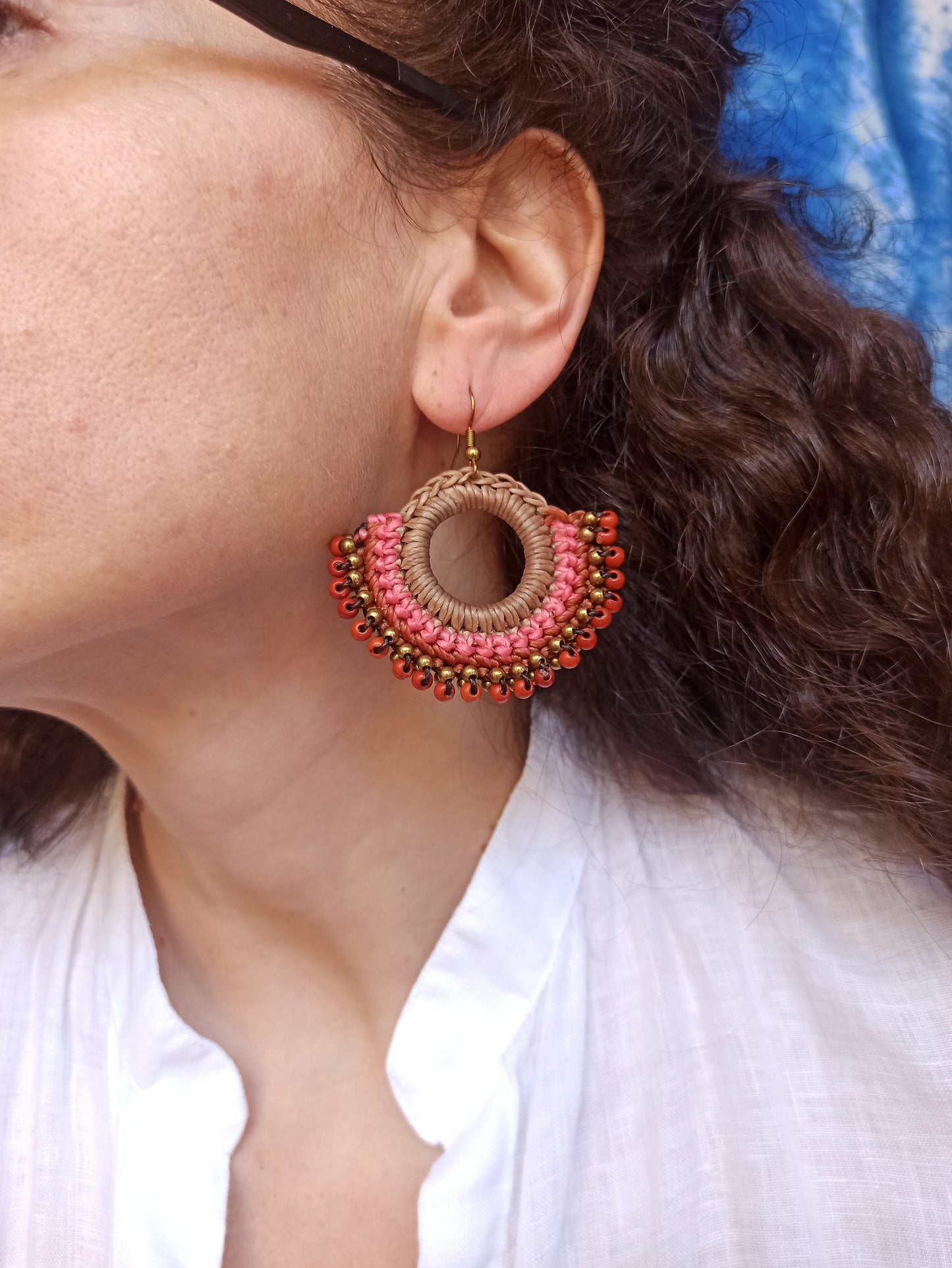 Golden macramé earrings