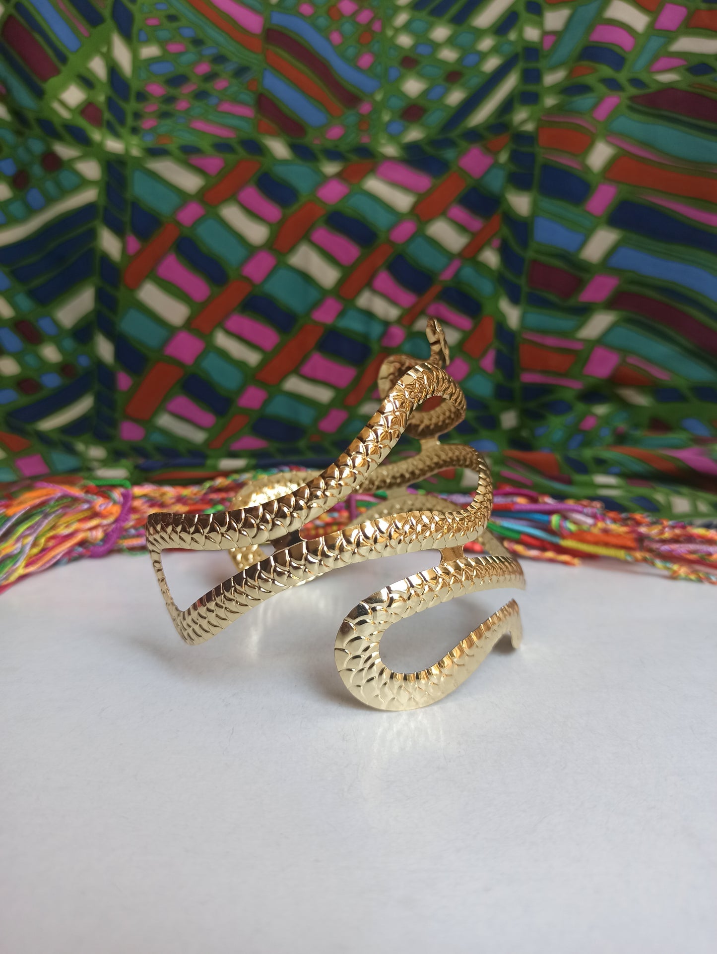 Golden double snake arm bracelet