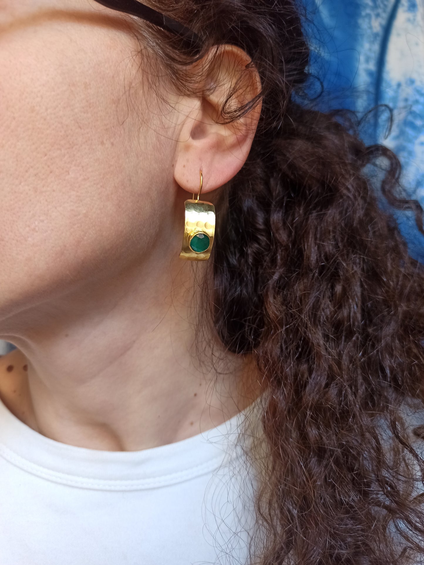 Bottle Green Shield Earrings