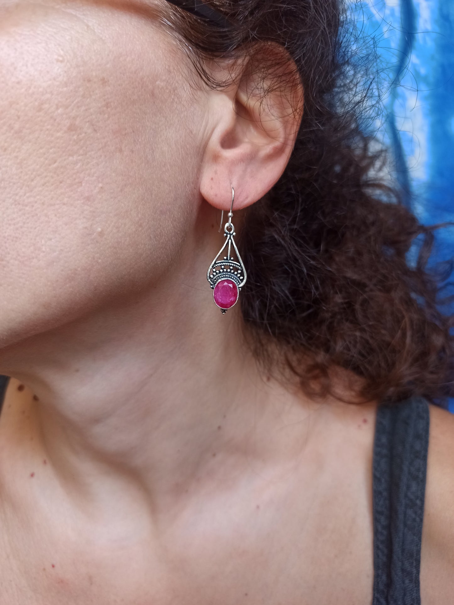 Ruby root 925 silver earrings