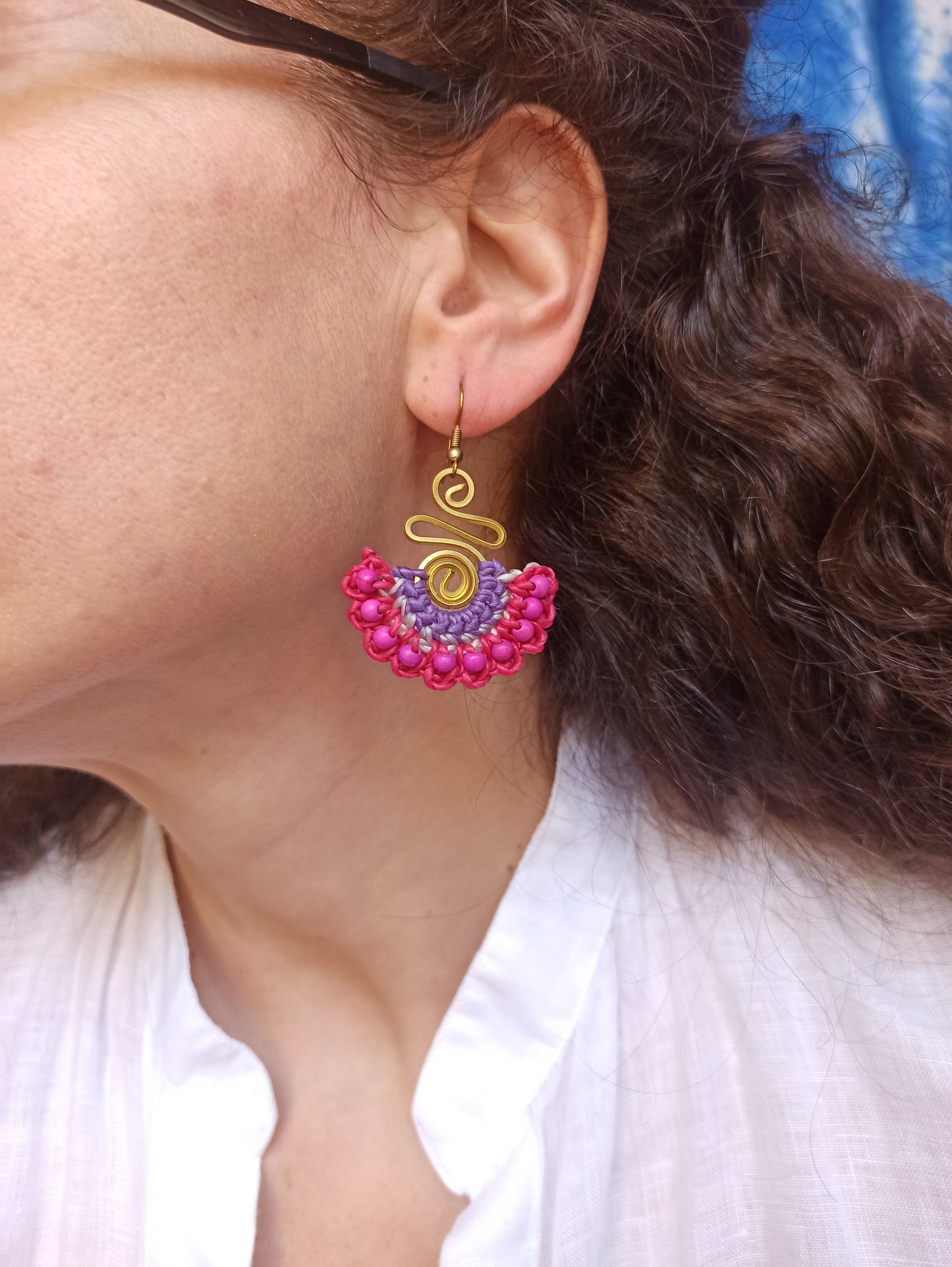 Golden macramé earrings