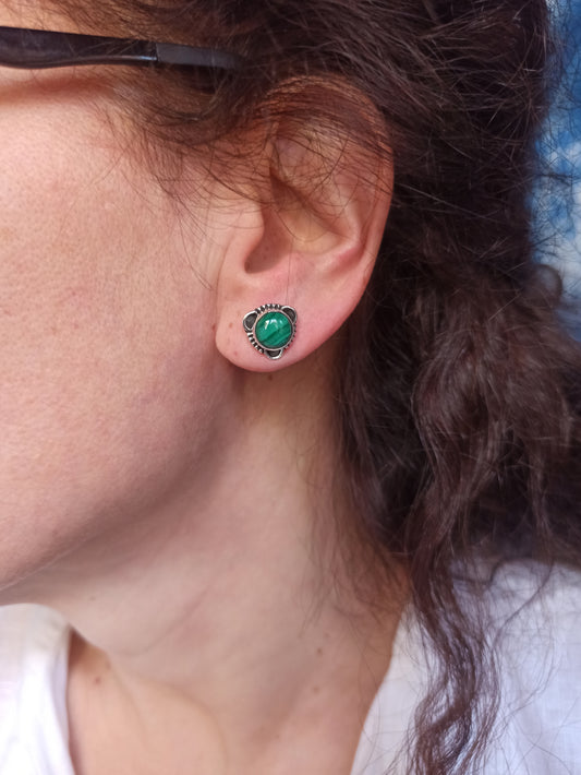 Orecchini lobo argento925 malachite