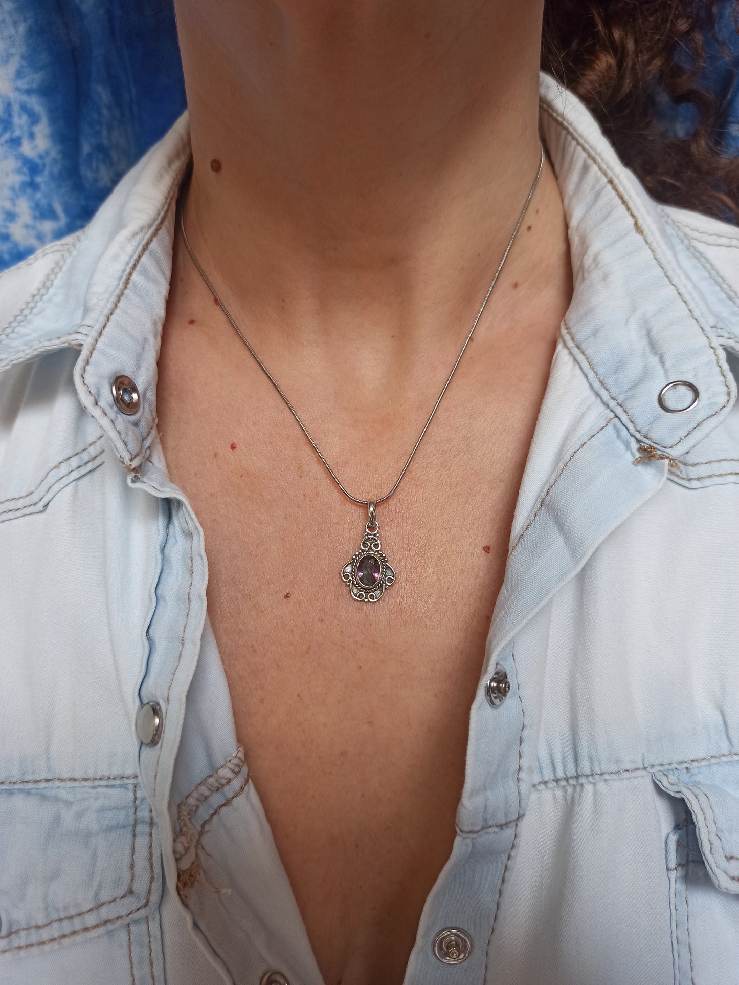 925 silver pendant mystic stone C75