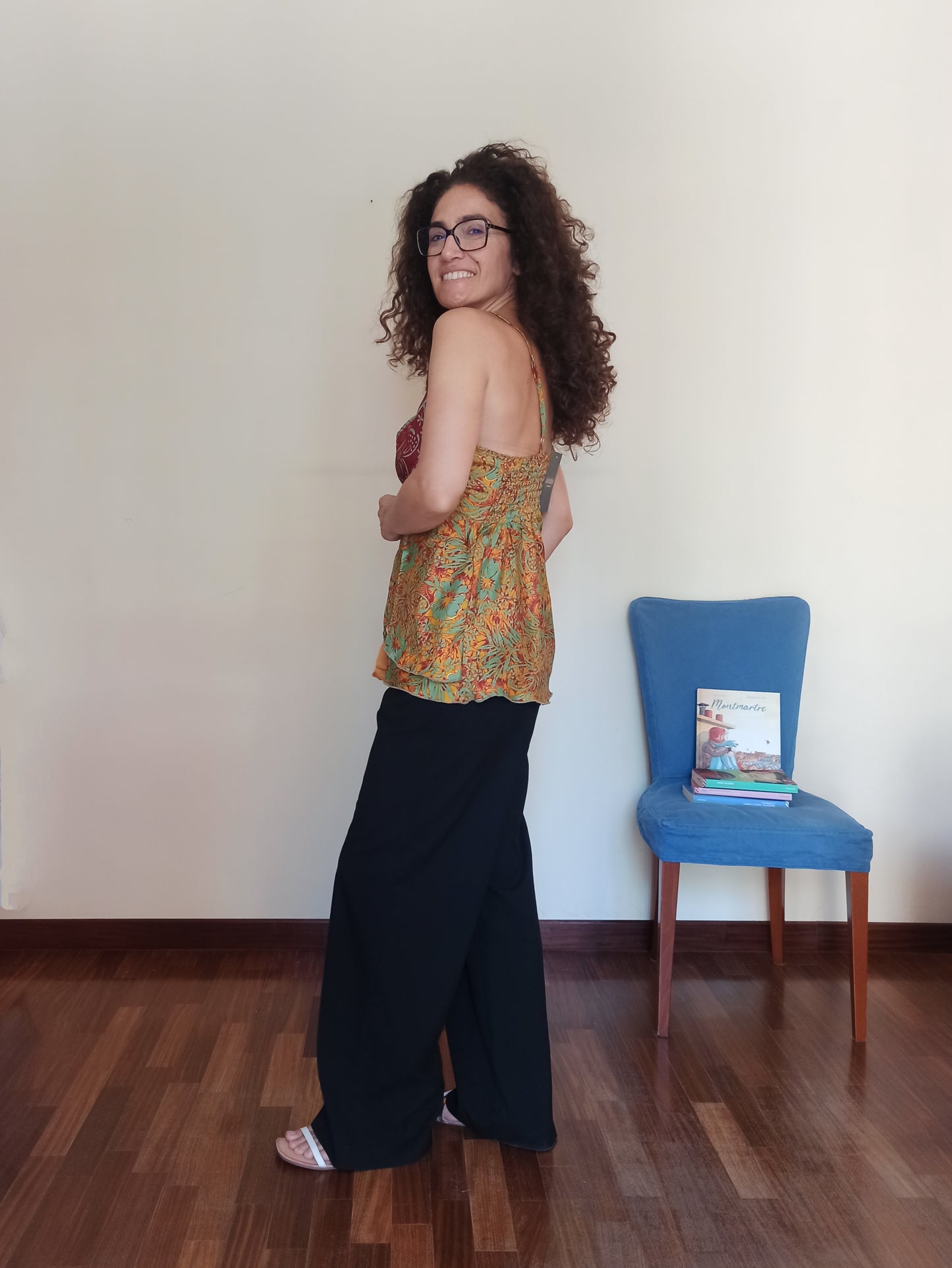 Top blu rosso e oro Taglia S/M A151