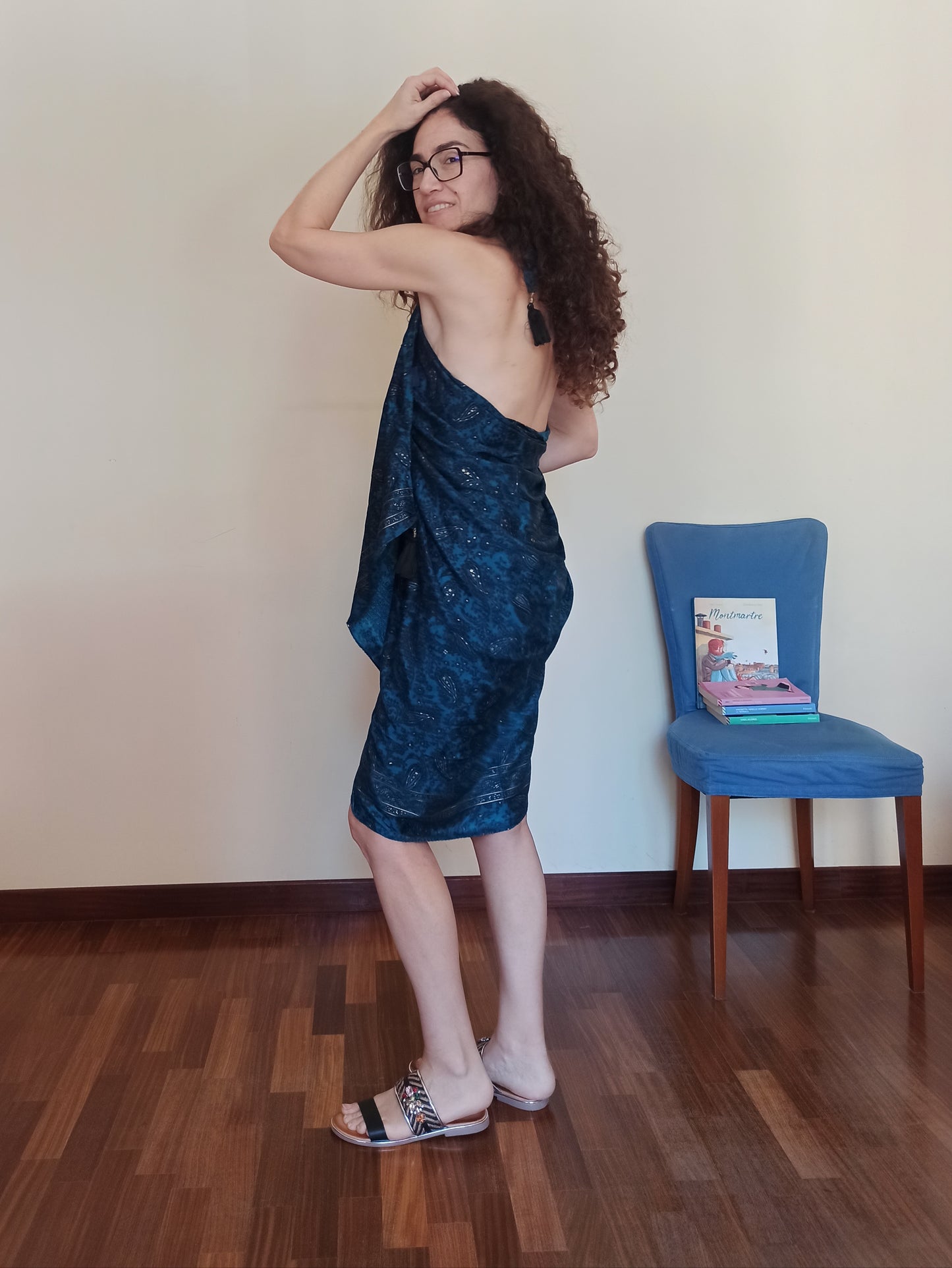 Blue and gold pareo A72