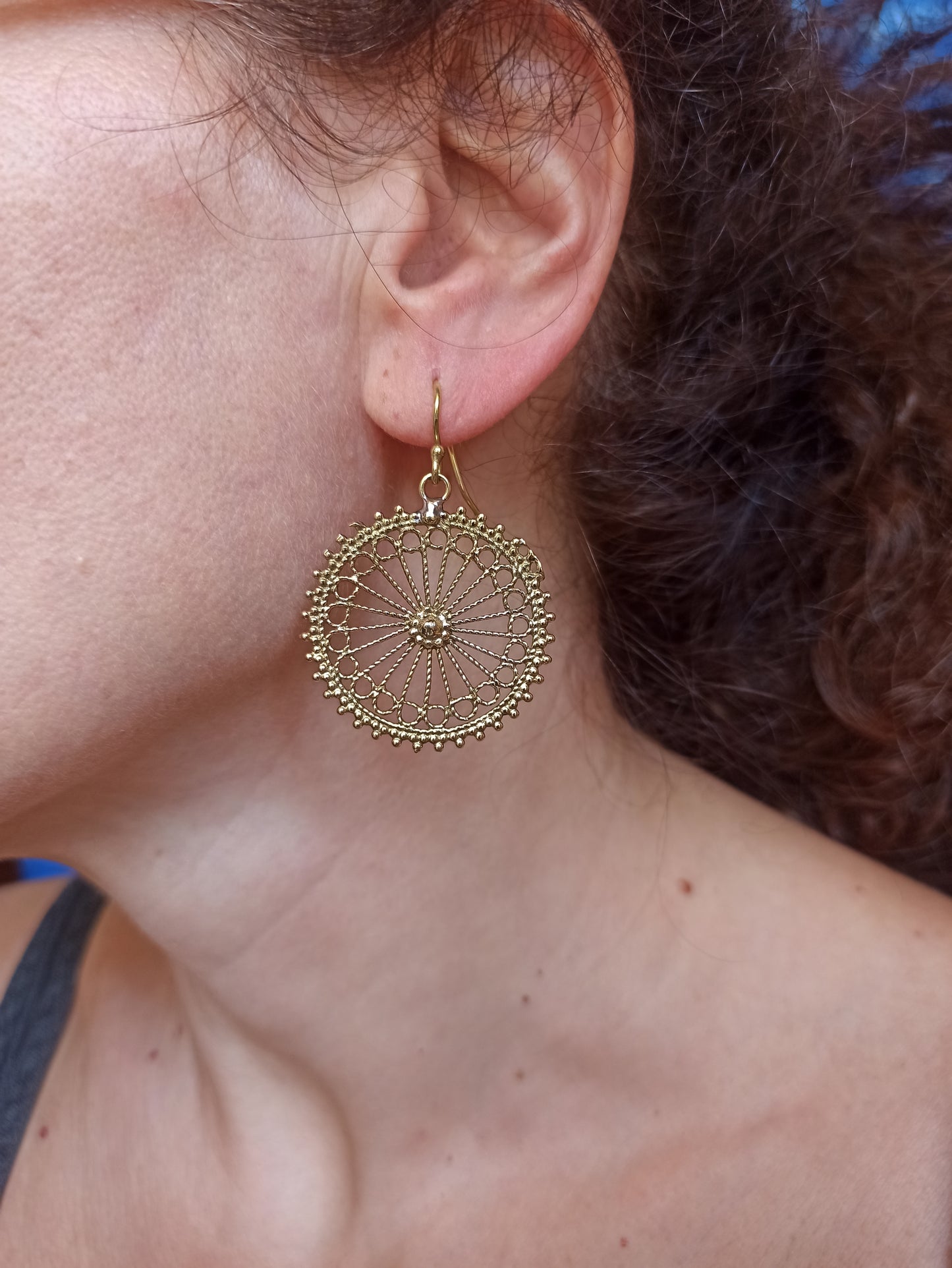 Ashoka chakra golden boho earrings