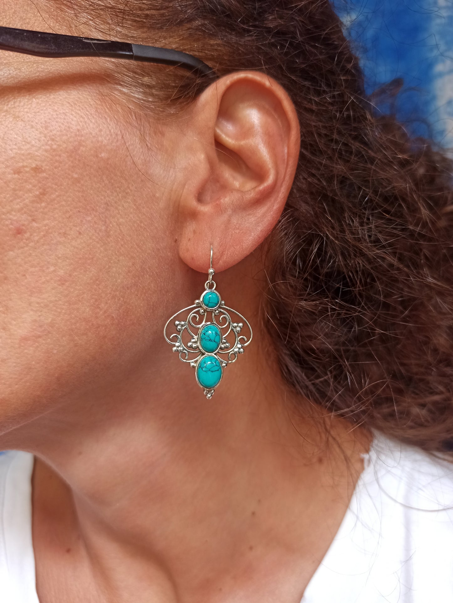 925 silver turquoise howlite earrings R40