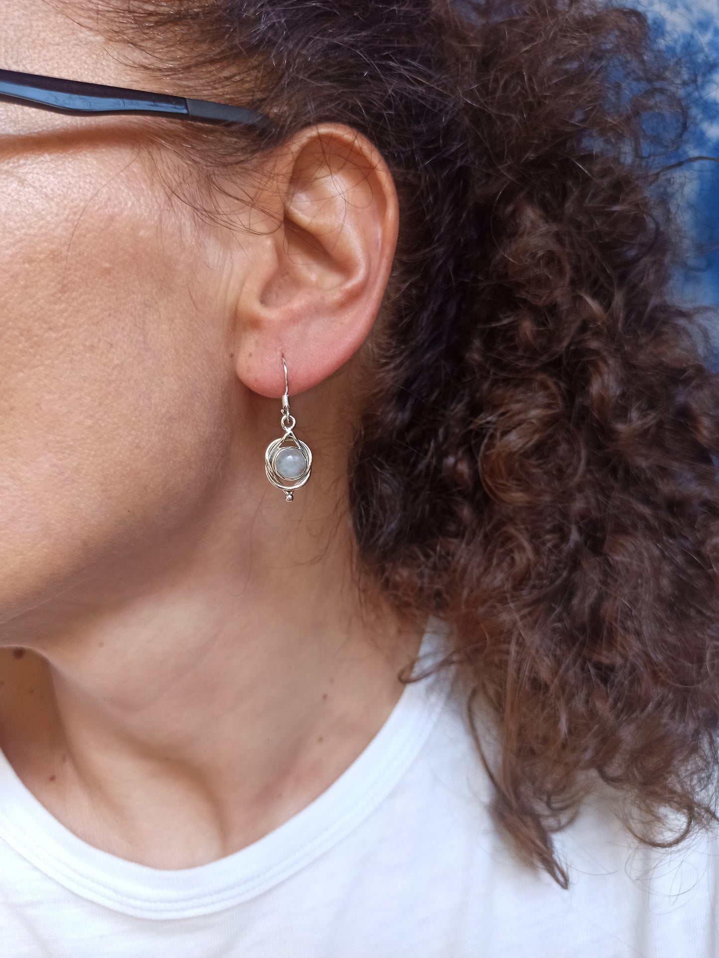 925 Silver Rainbow Moonstone Earrings R30