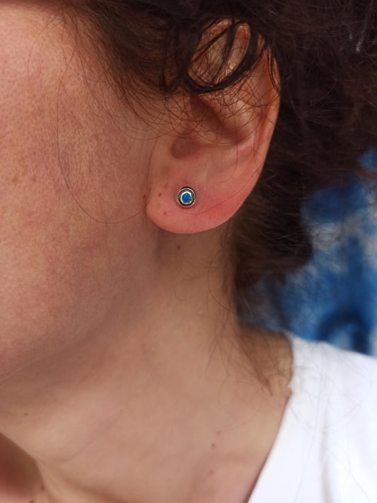 Orecchini lobo argento 925 opale azzurro