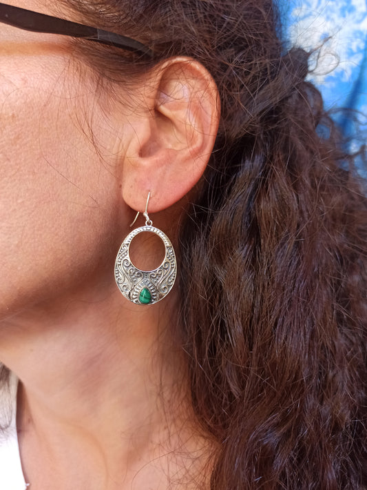 Orecchini argento 925 malachite R66
