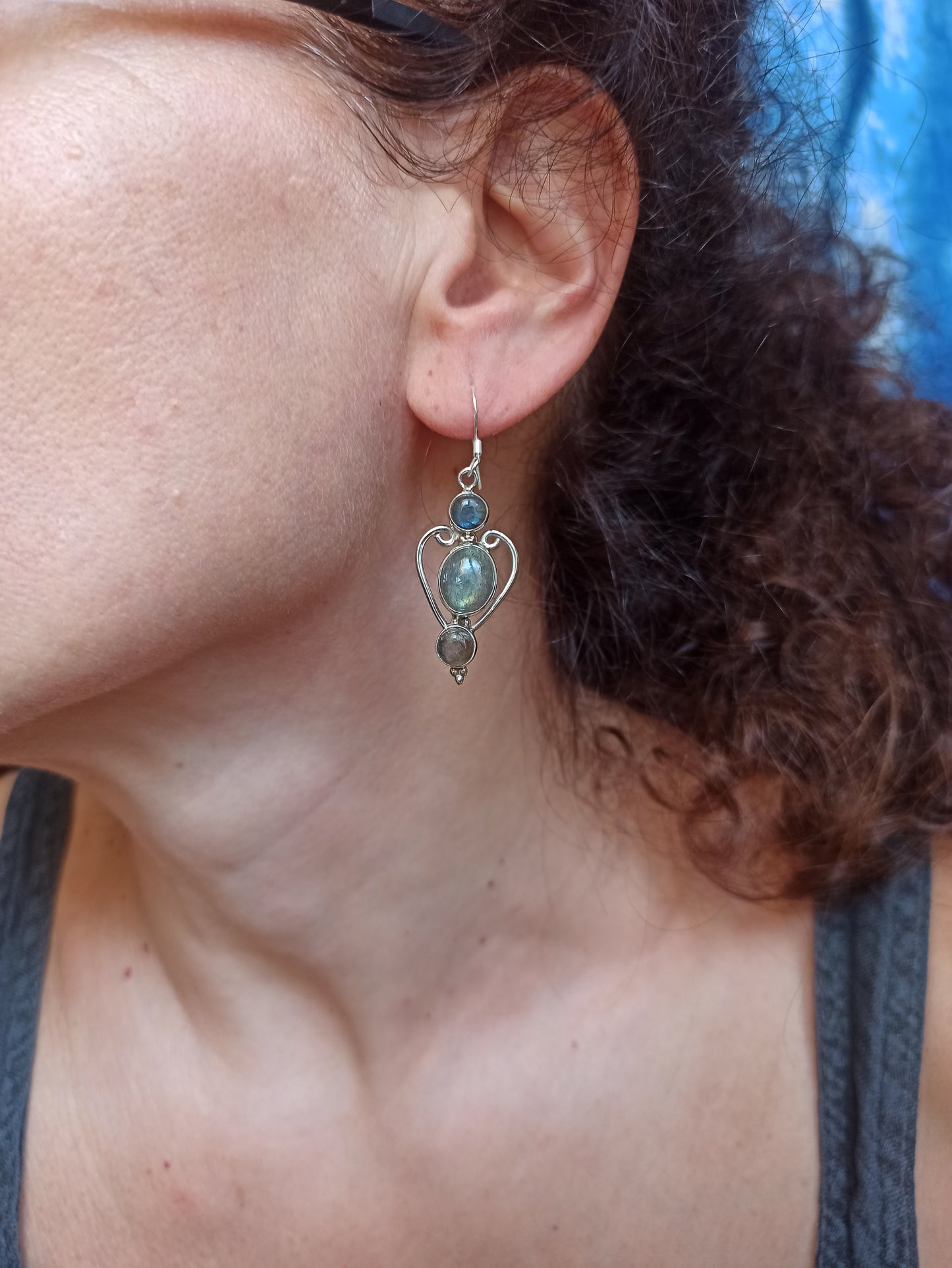 925 labradorite silver earrings