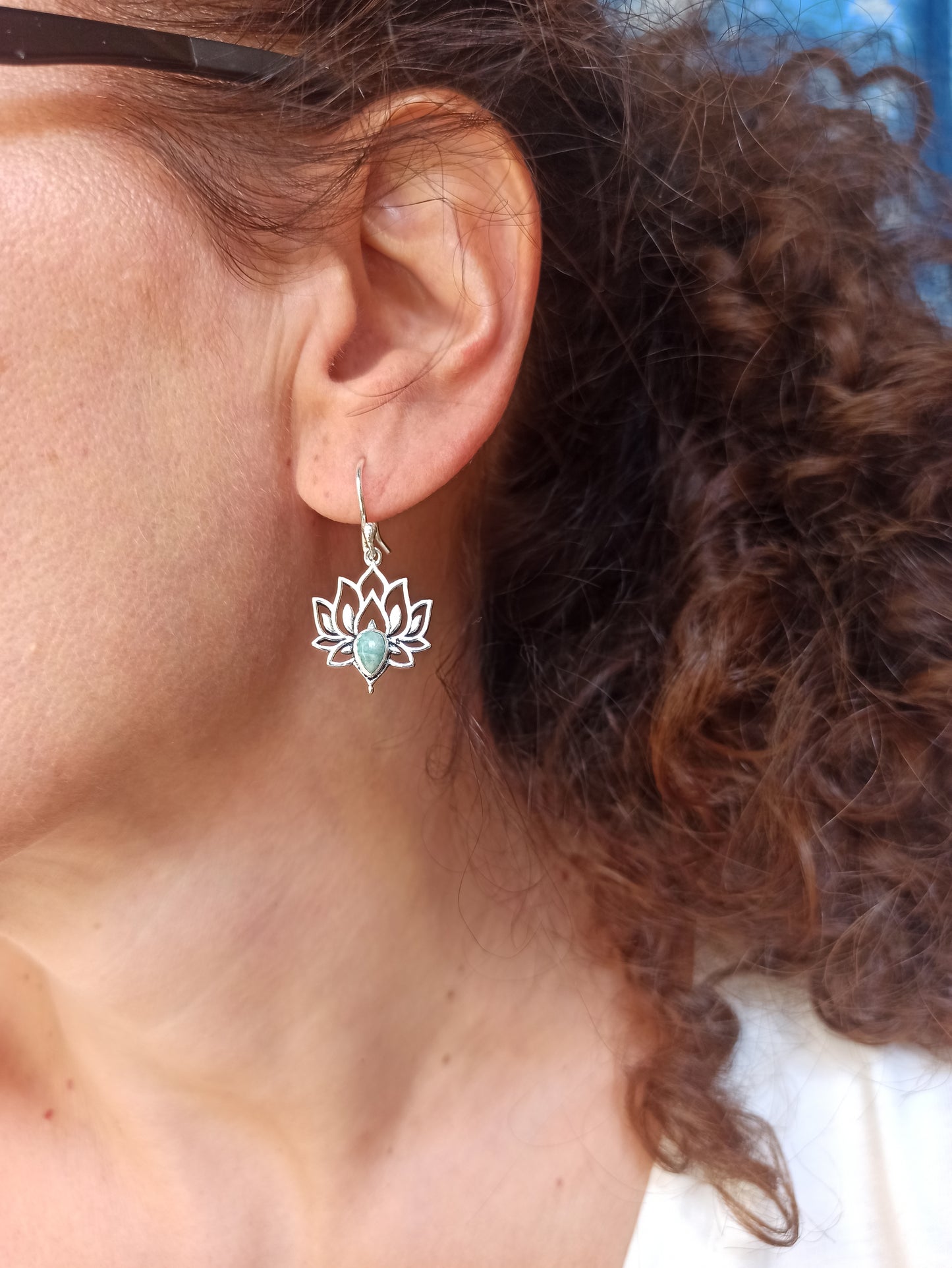 Amazonite silver boho earrings