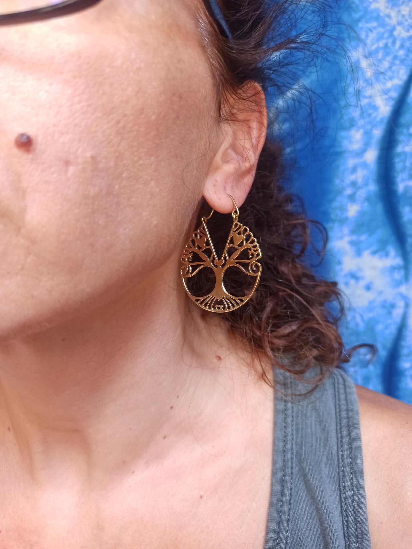 Orecchini boho dorati albero della vita