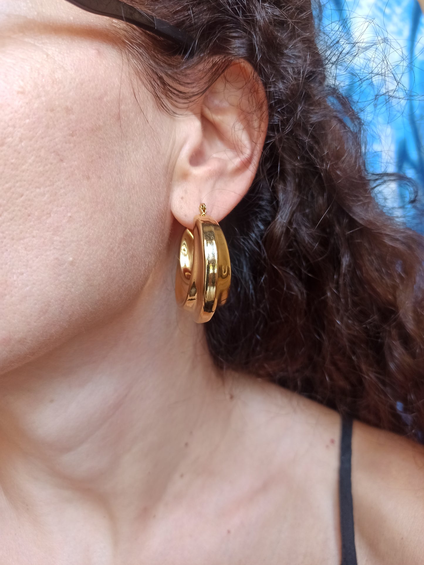 Spiral gold steel earrings