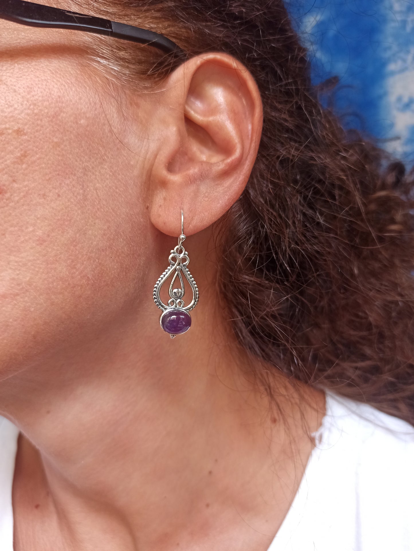 925 Silber Amethyst Ohrringe R46