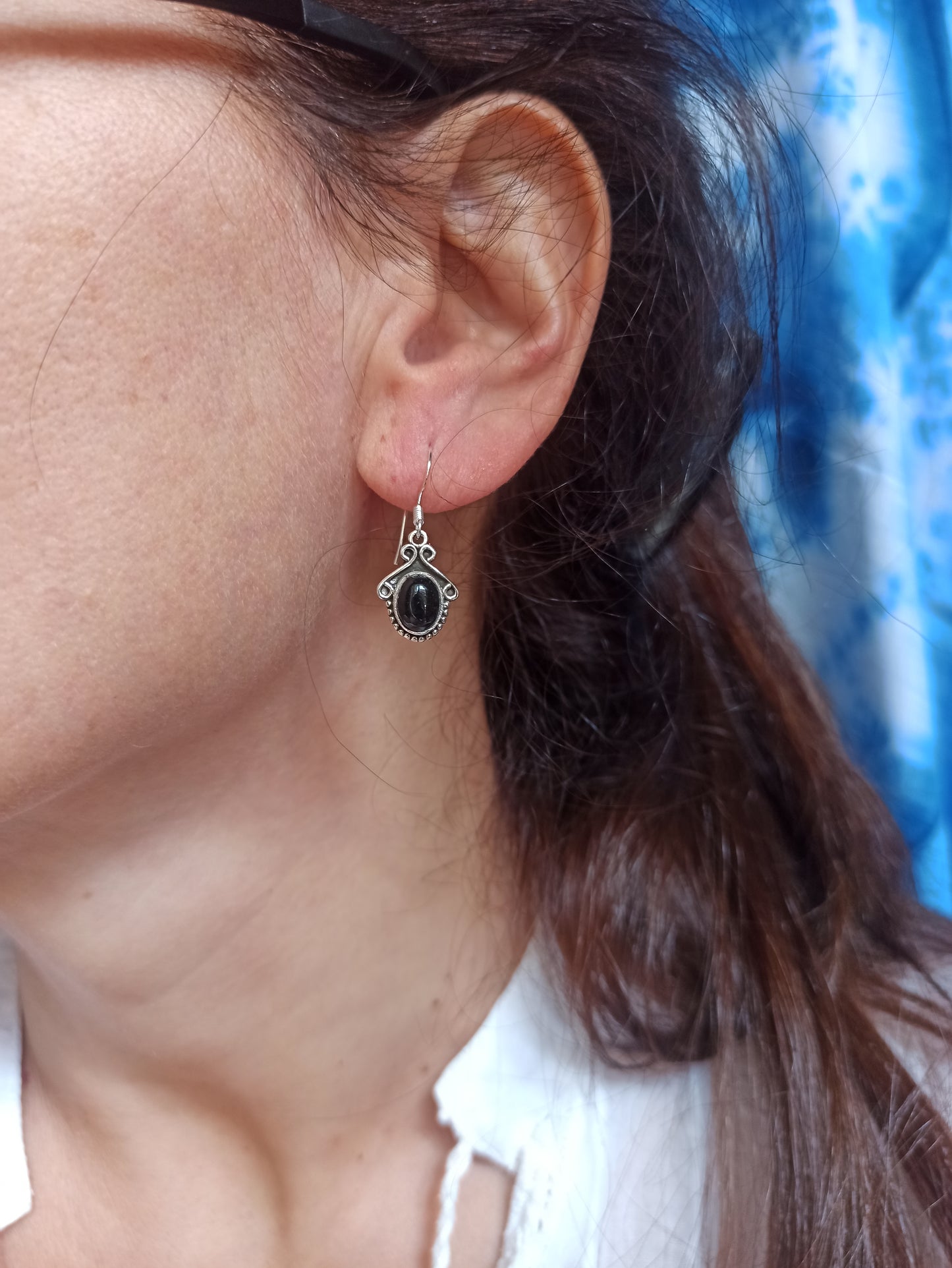 Orecchini argento onice nero