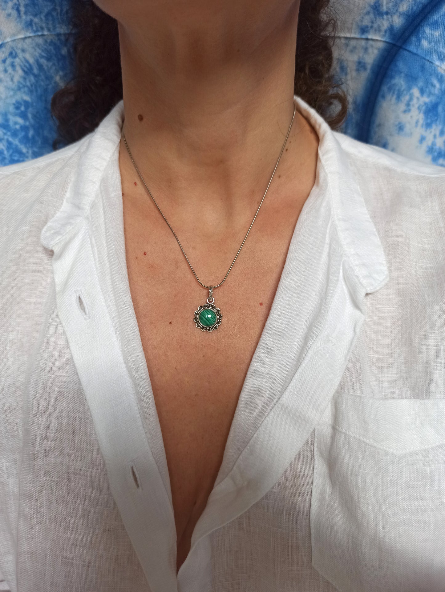 Ciondolo argento 925 malachite C50