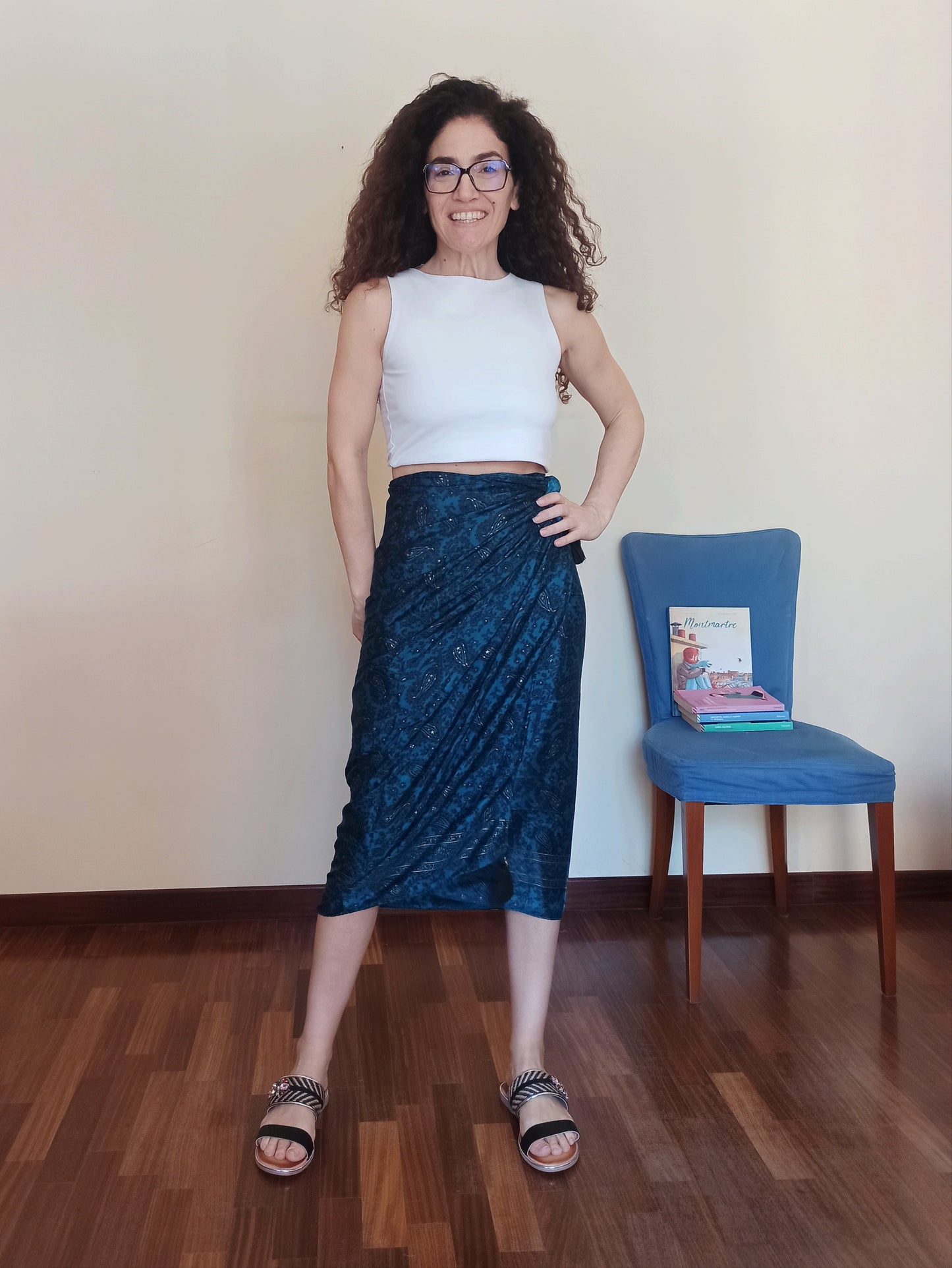 Blue and gold pareo A72