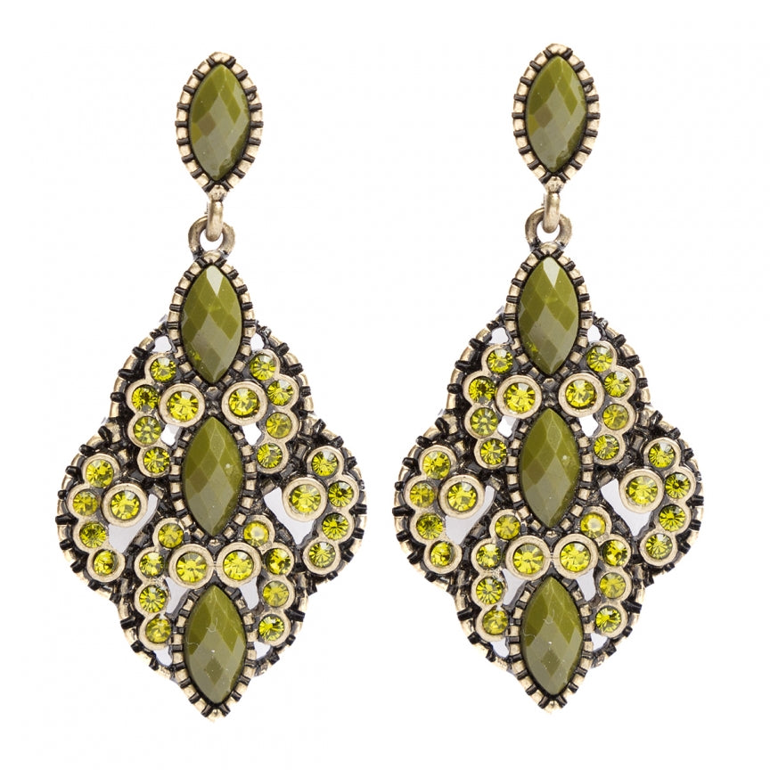 Green golden earrings