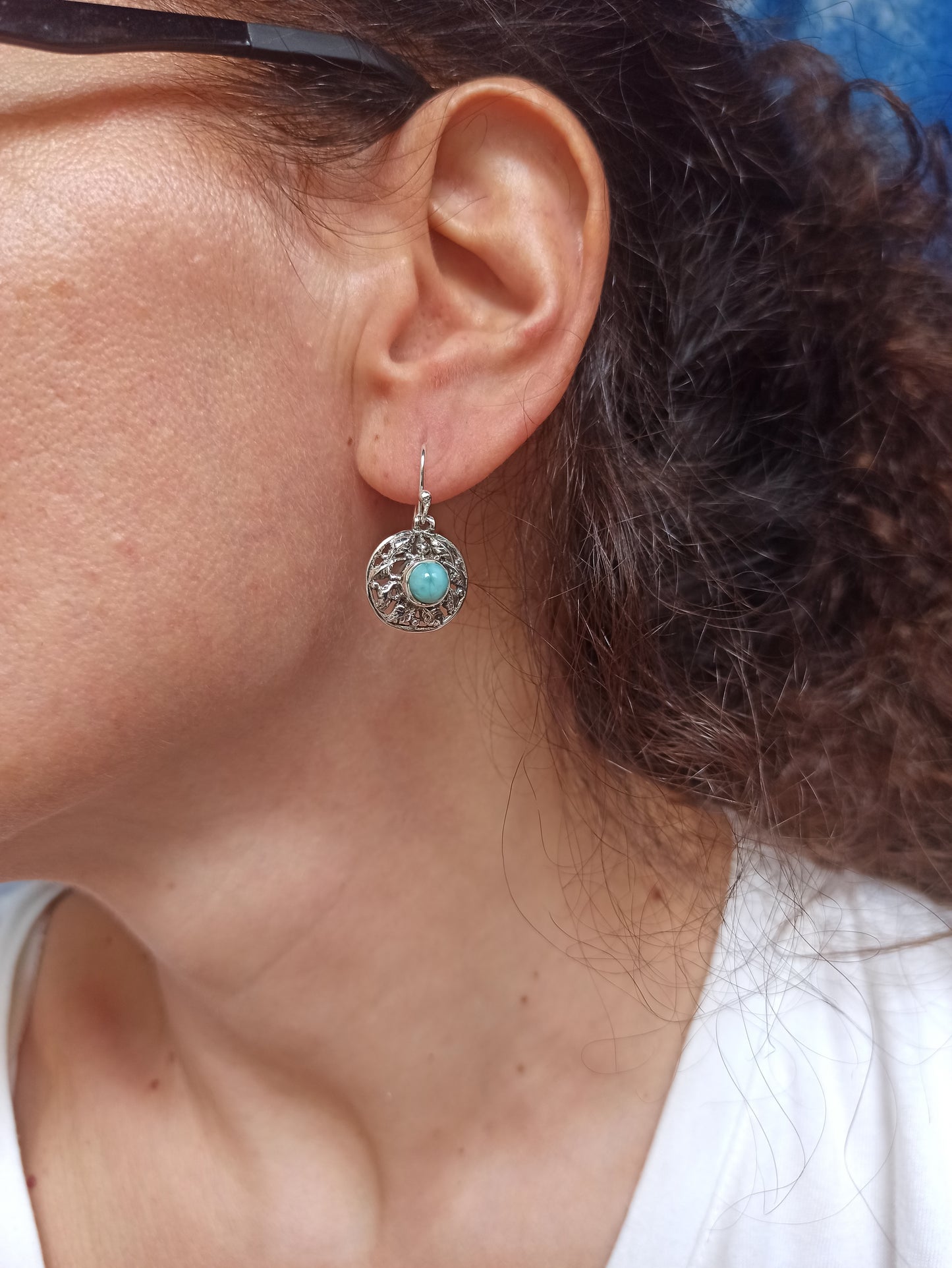 925 silver larimar earrings R33