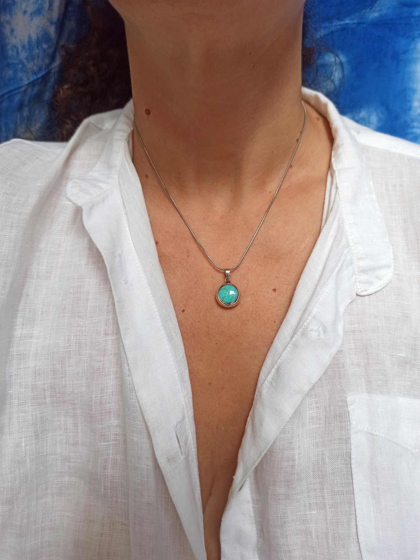 925 silver pendant with turquenite and mother-of-pearl 2L