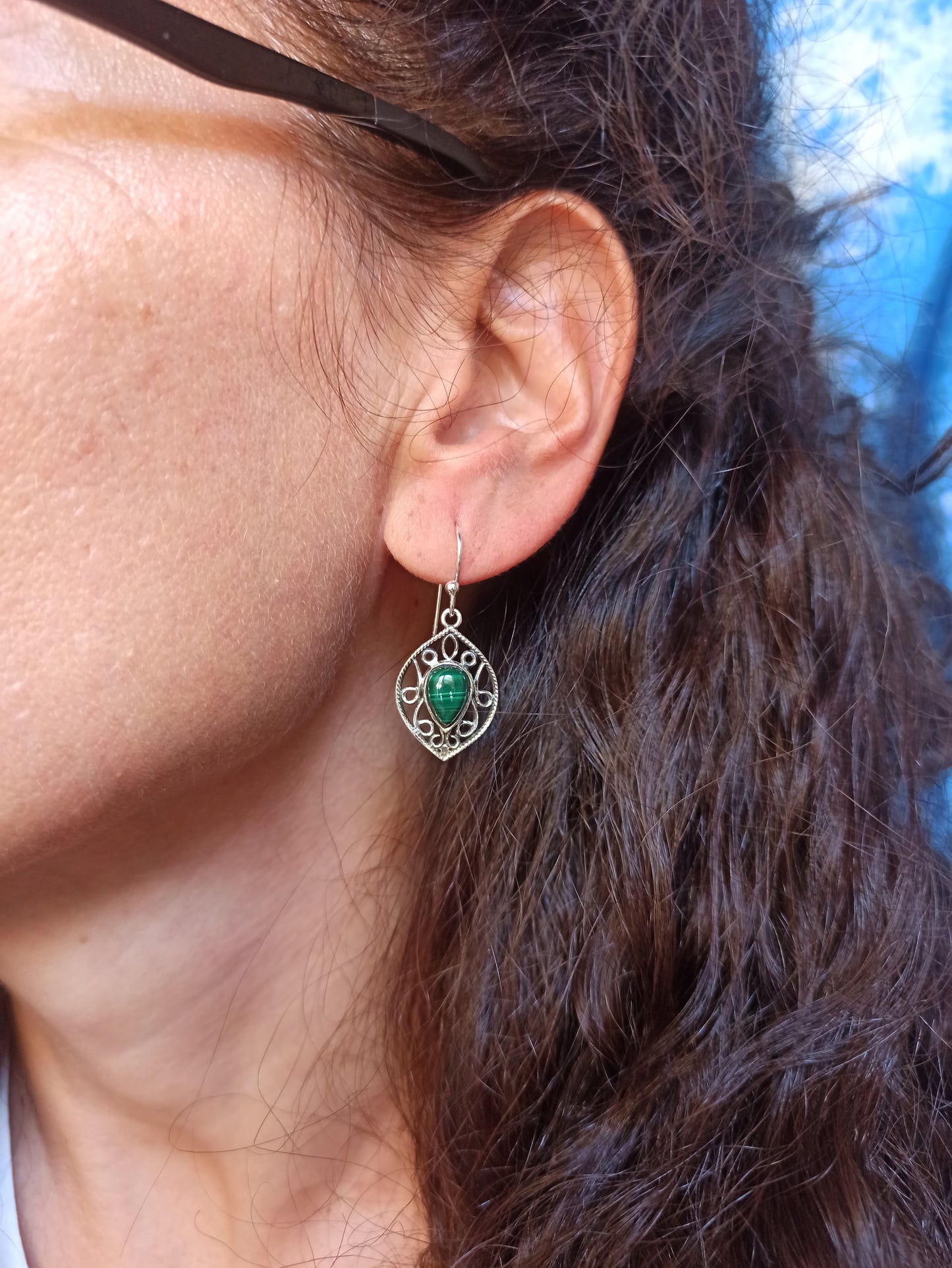 925 silver malachite earrings R58
