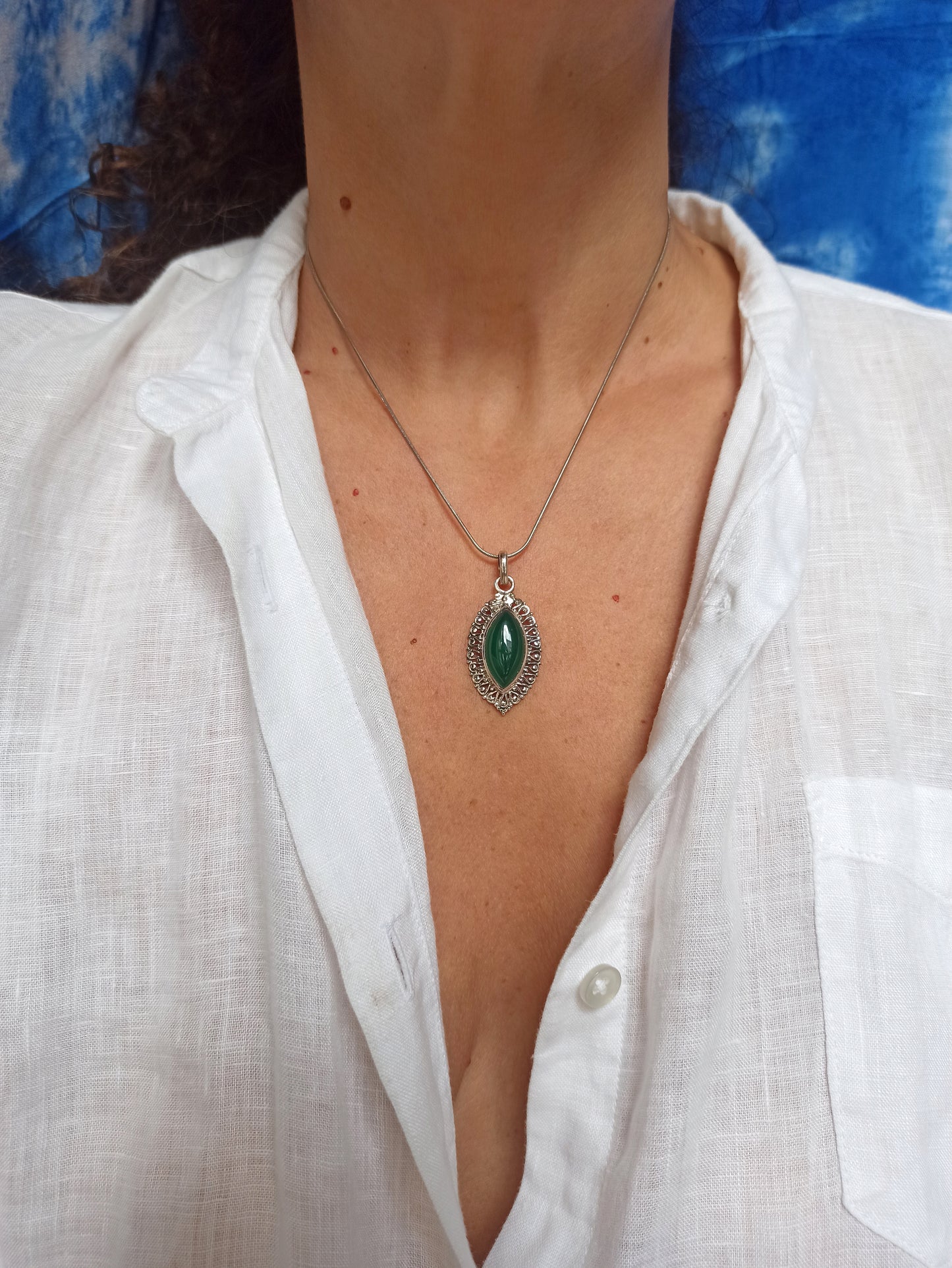 925 silver pendant with green onyx 5L