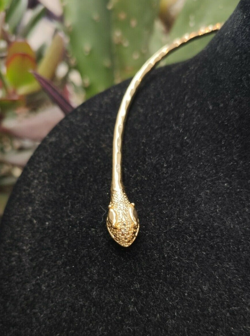 Rigid golden snake necklace