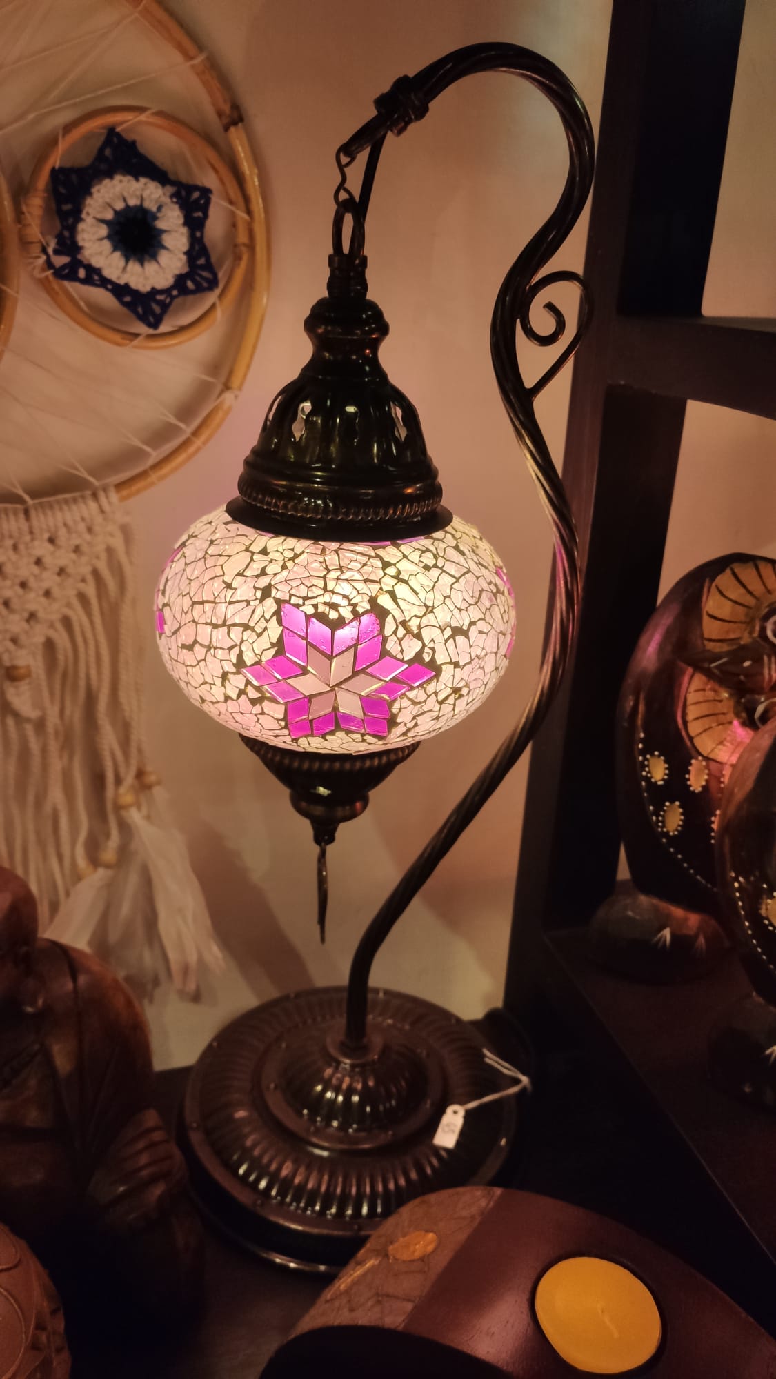 Turkish mosaic glass lamp, ethnic decor